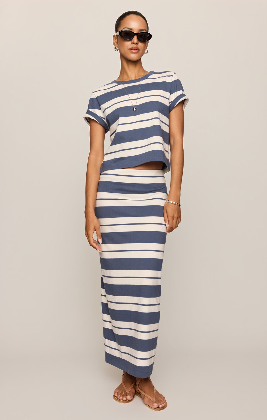 Gail Striped Midi Skirt