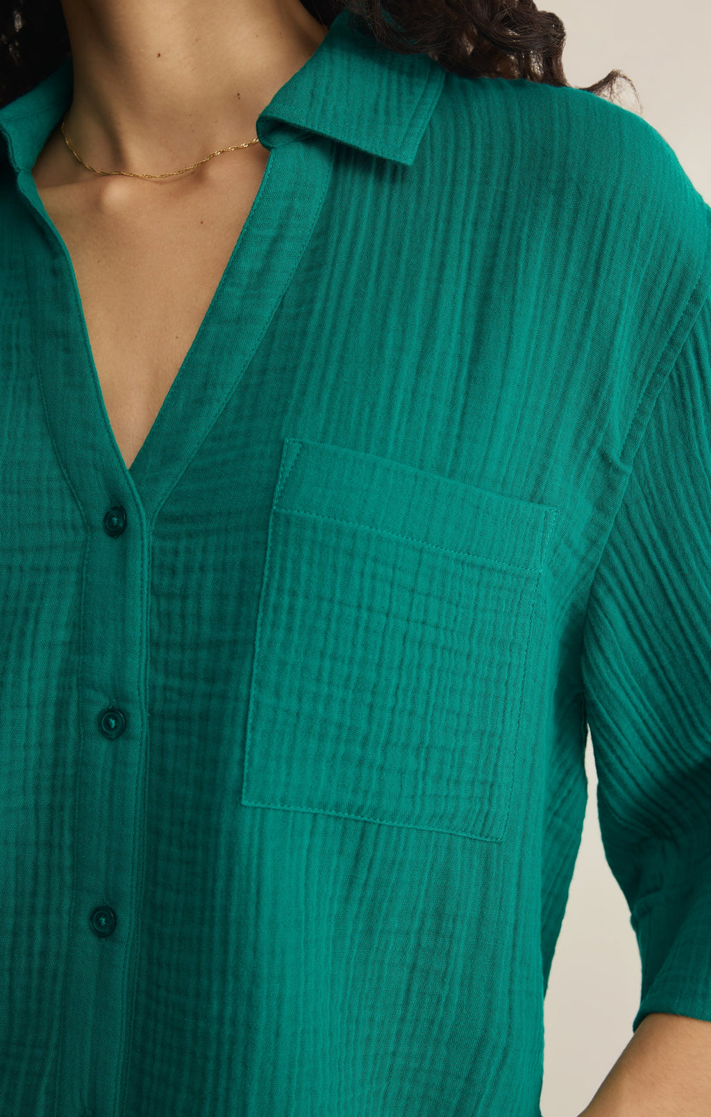 Helena Airy Gauze Button Up