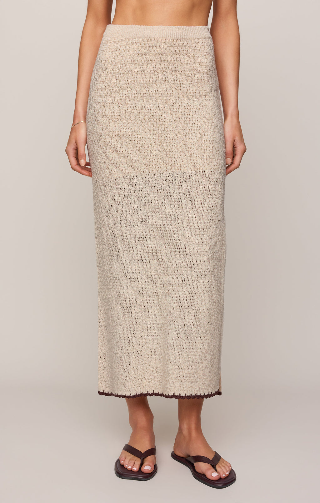 Yessenia Whipstitch Midi Skirt