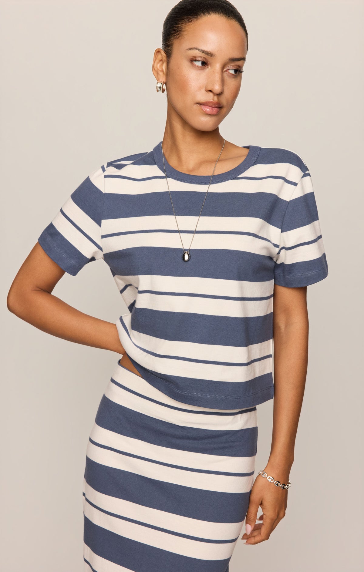 Gail Striped Midi Skirt