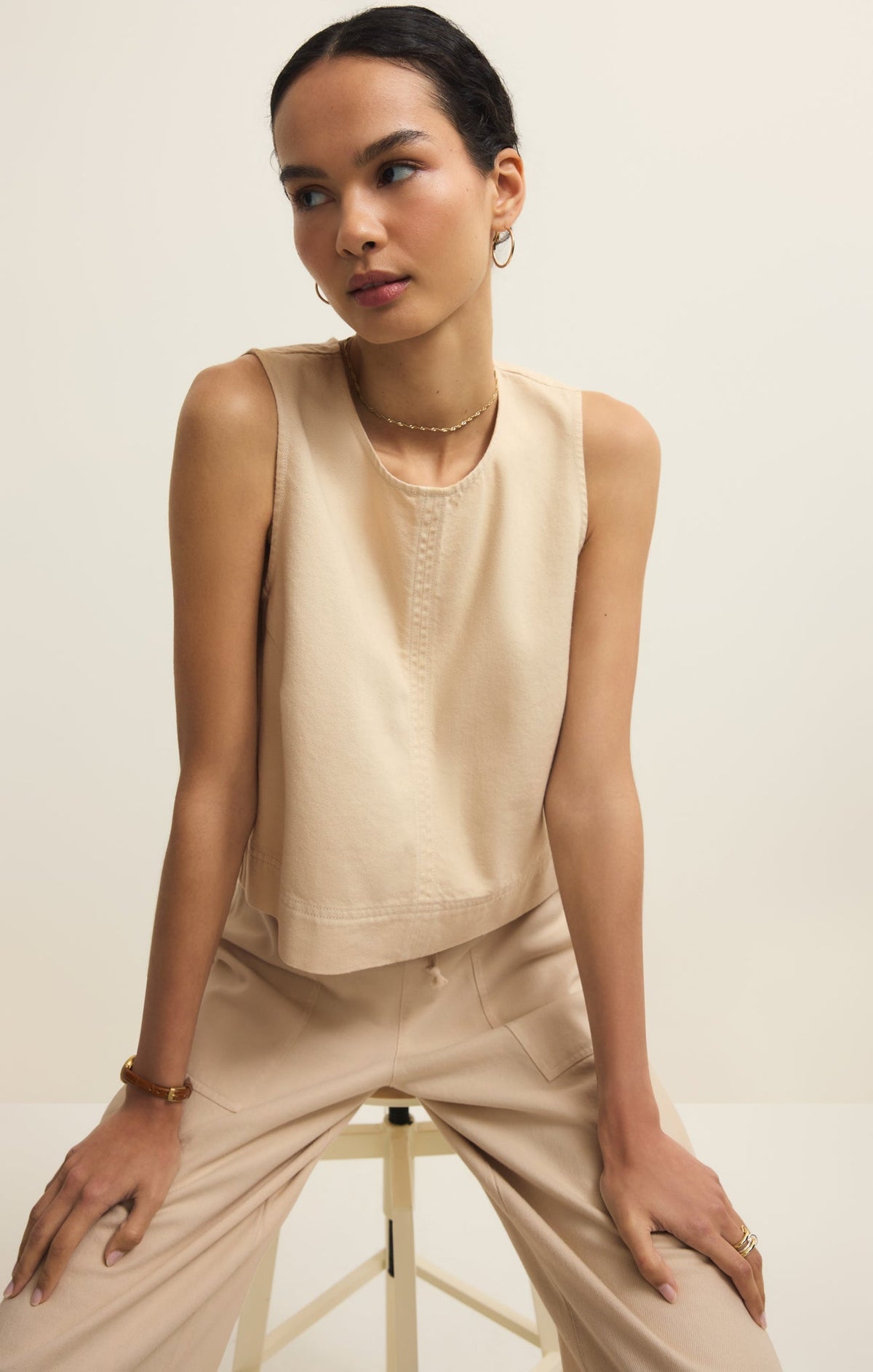 Sun Seeker Twill Cropped Tank