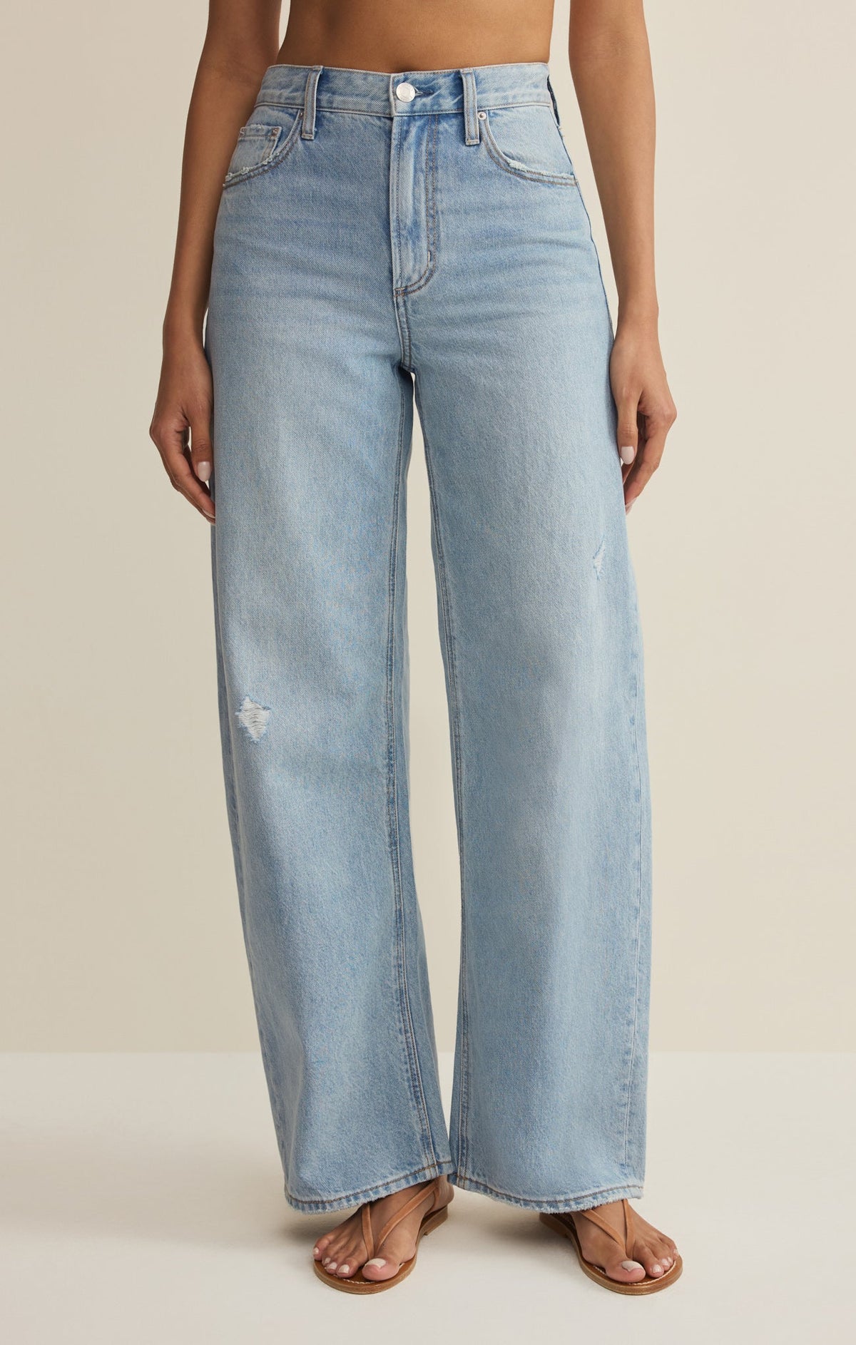 Remi High Rise Denim Bowed Pant