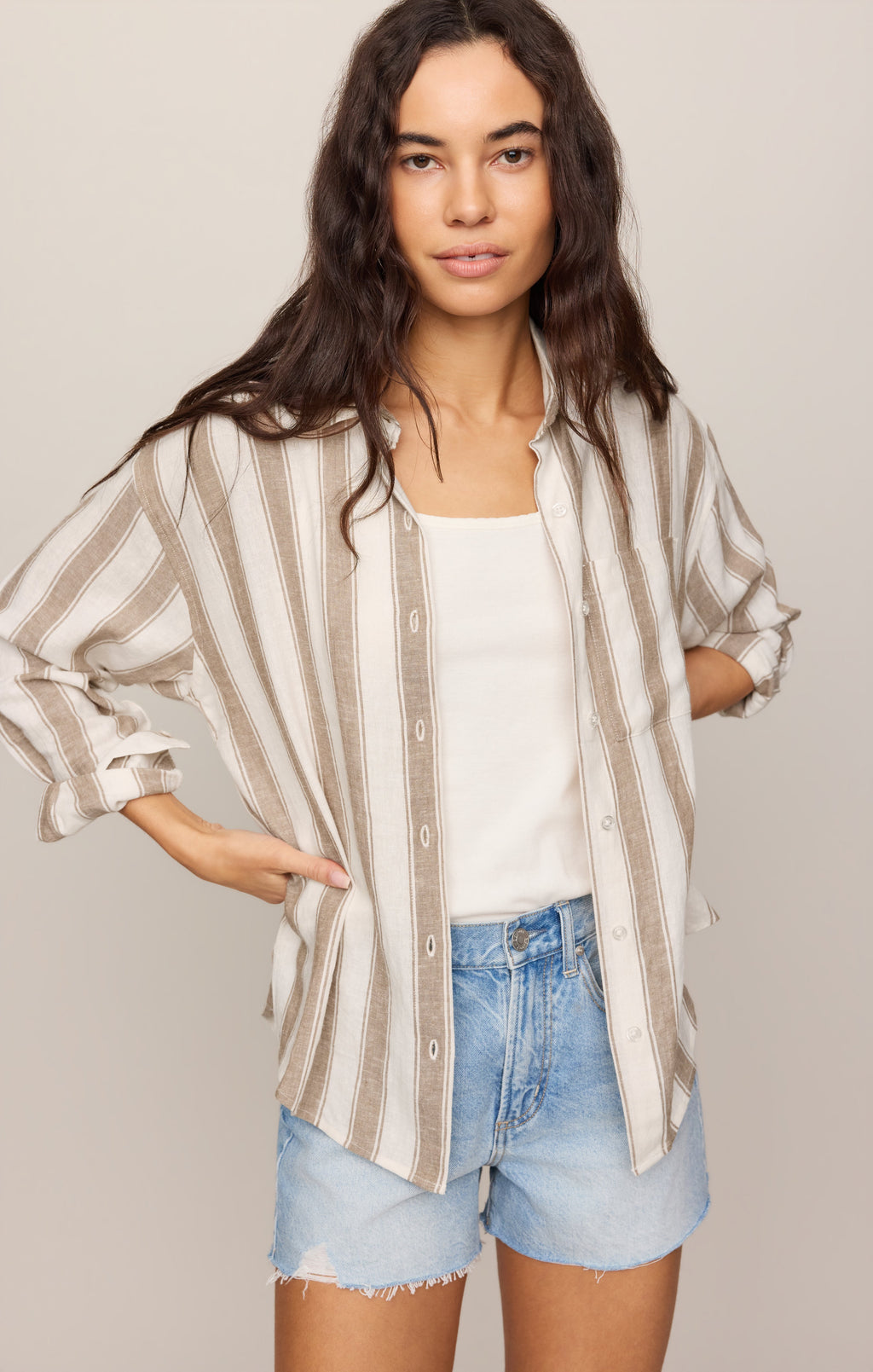 Perfect Striped Linen Button Up