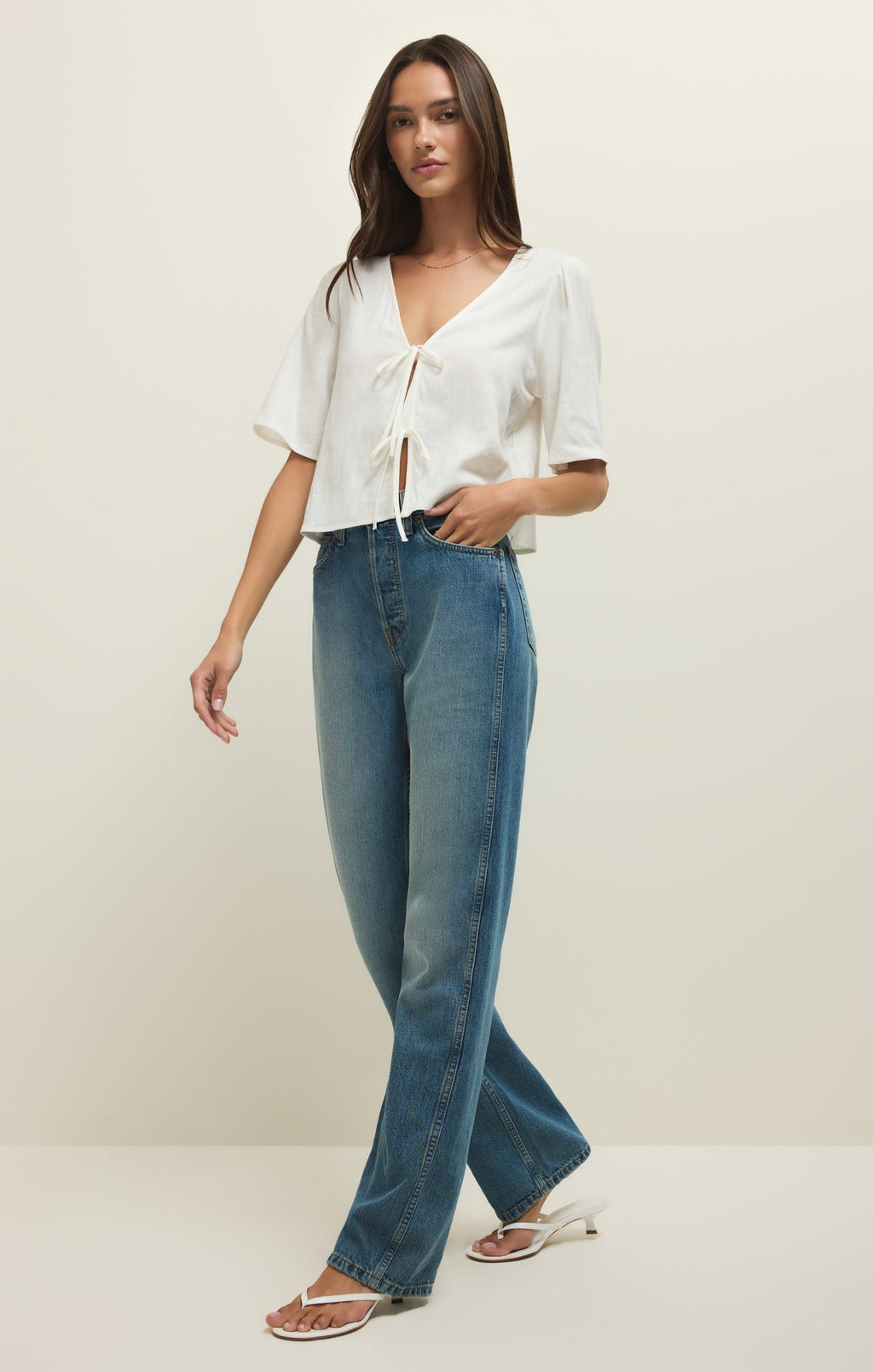 La Belle Linen Cropped Top
