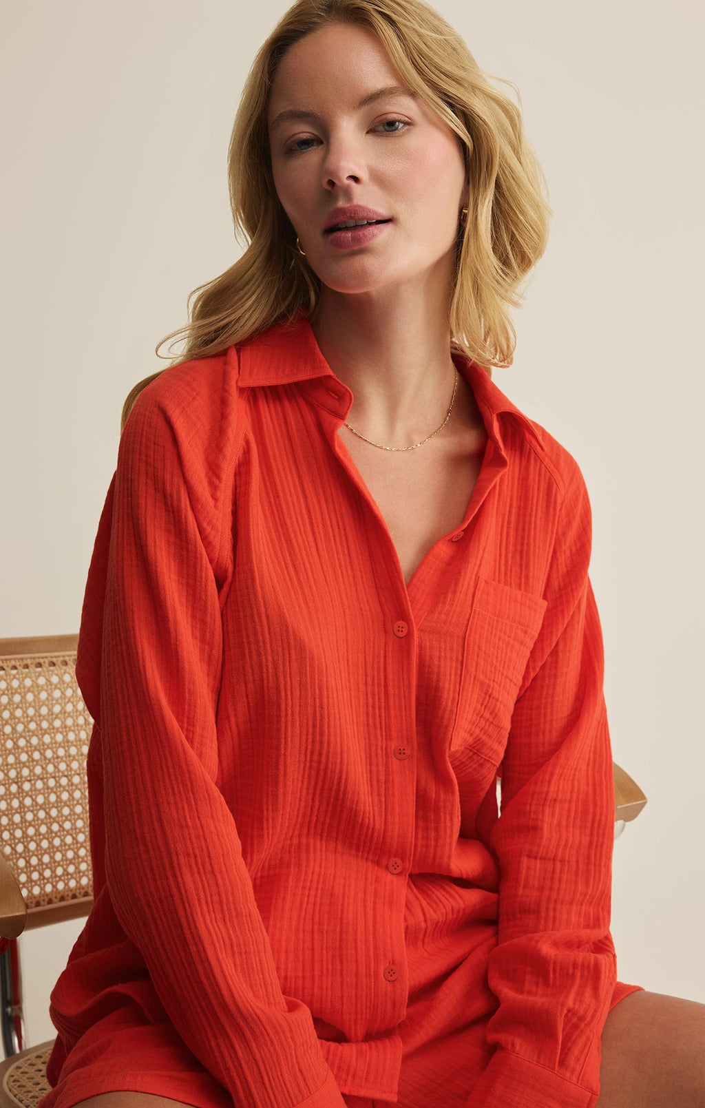 The Perfect Airy Gauze Button Up