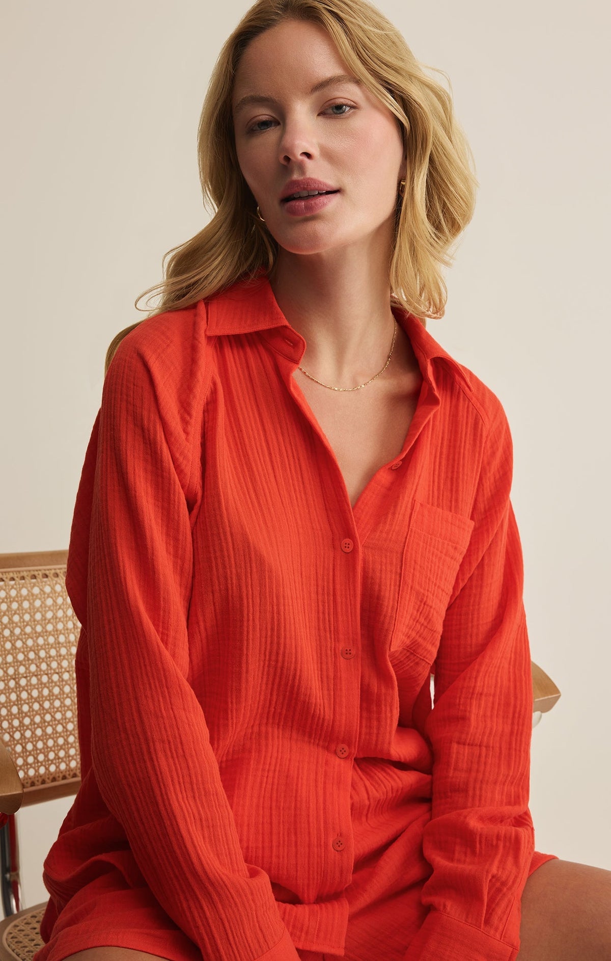 The Perfect Airy Gauze Button Up
