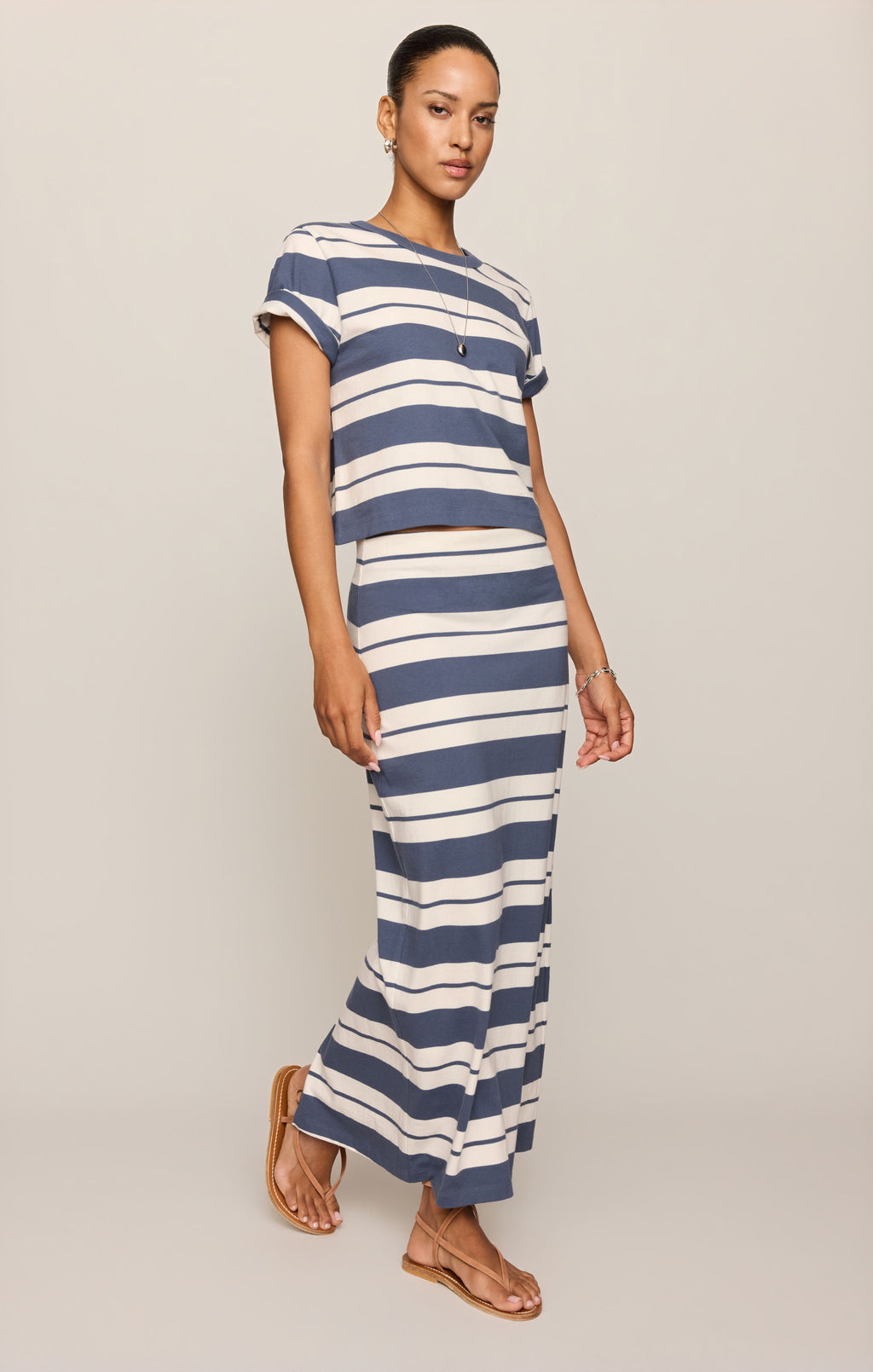 Gail Striped Midi Skirt