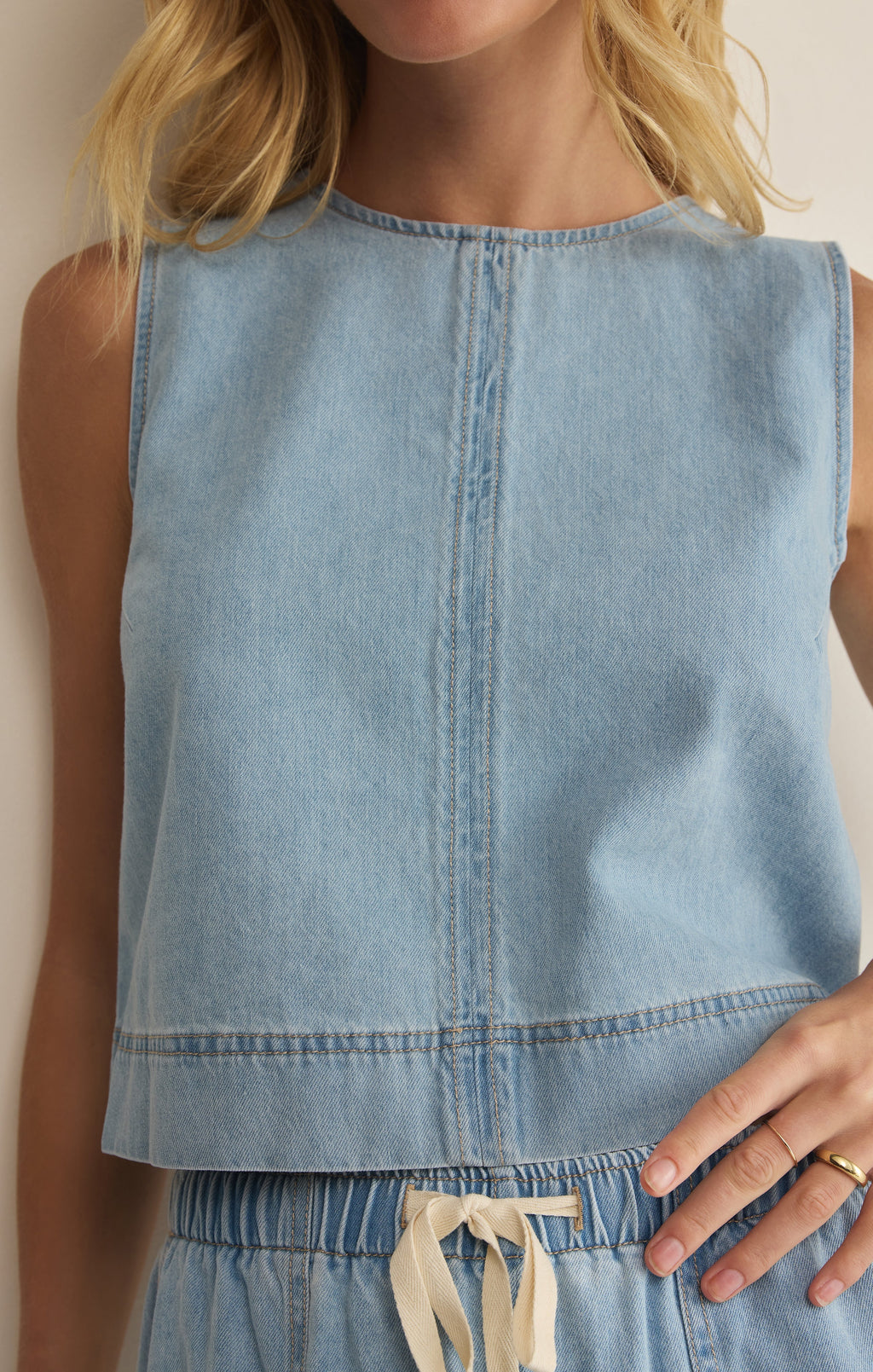 Sun Seeker Denim Cropped Tank