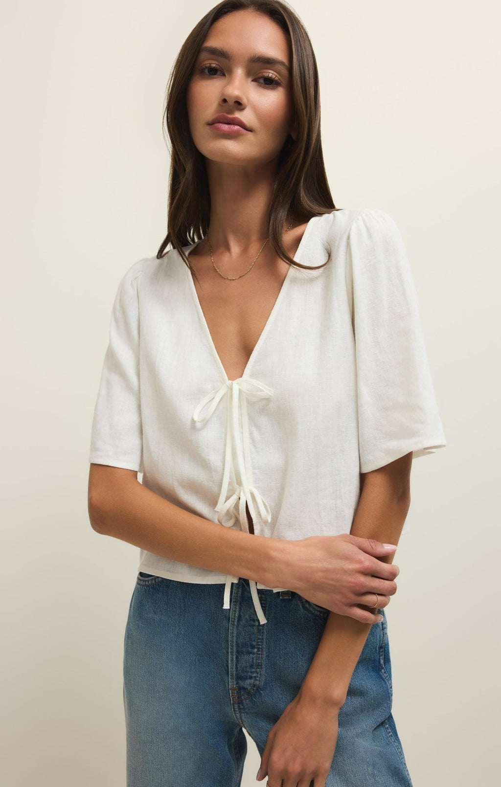 La Belle Linen Cropped Top