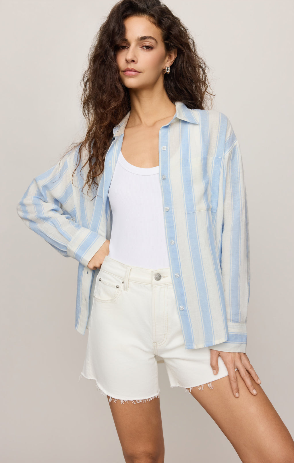 Perfect Striped Linen Button Up