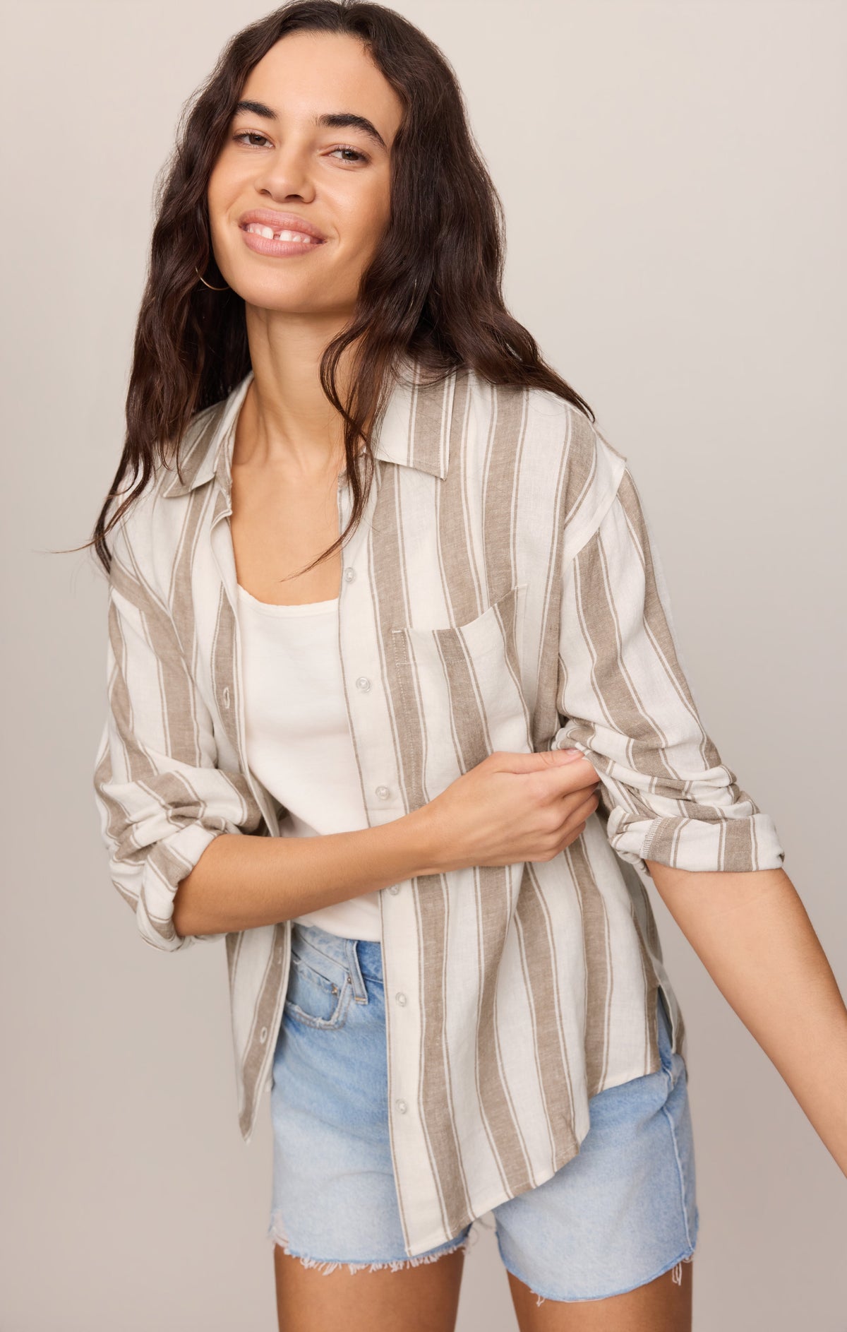 Perfect Striped Linen Button Up