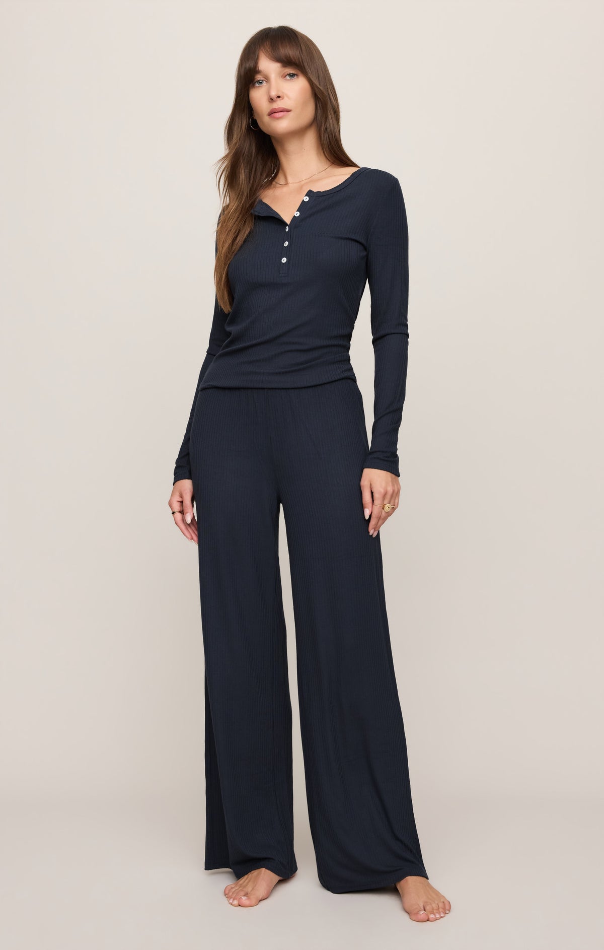 Just Right Rib Henley Top