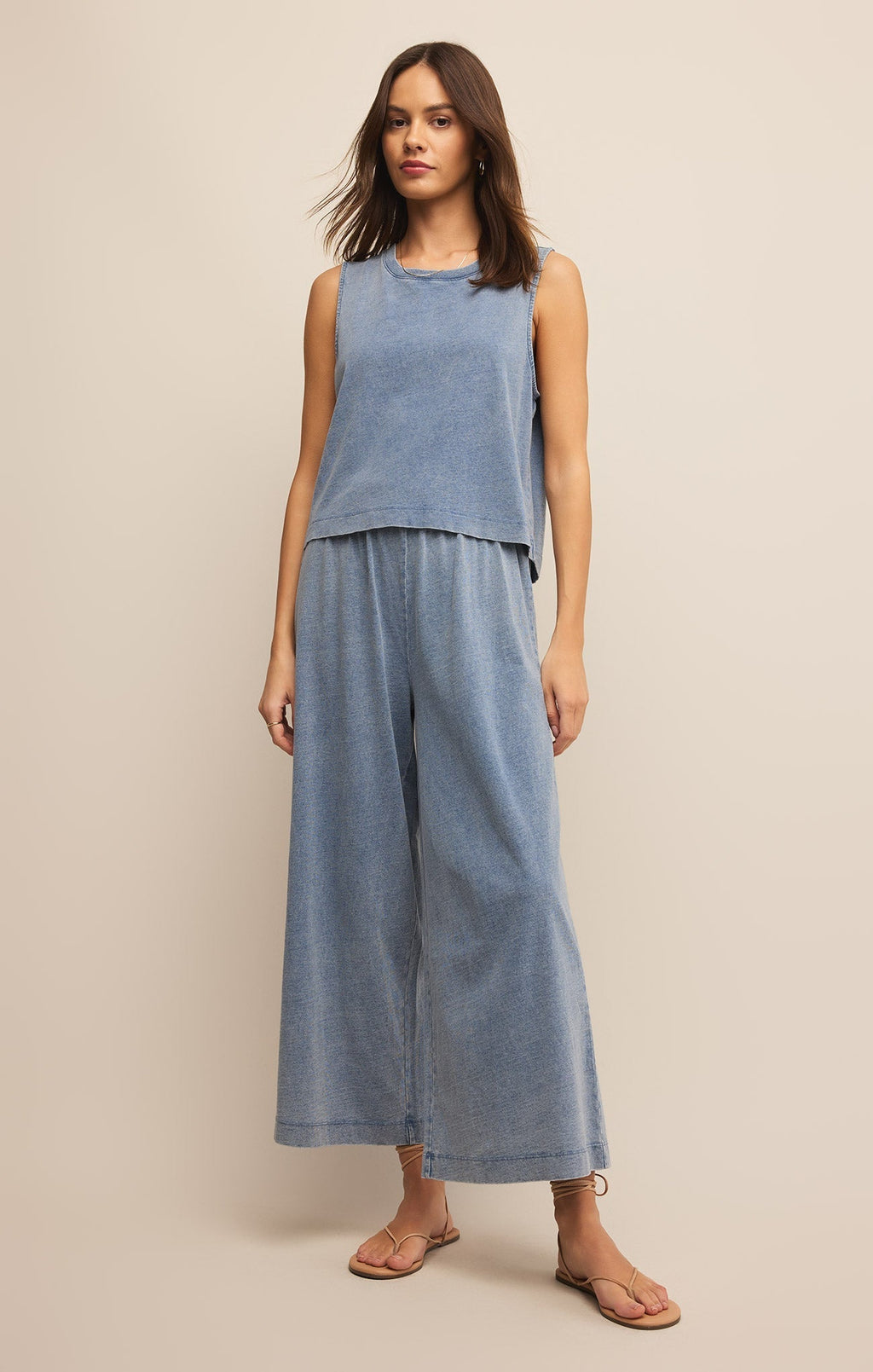 Sloane Jersey Denim Muscle Tank