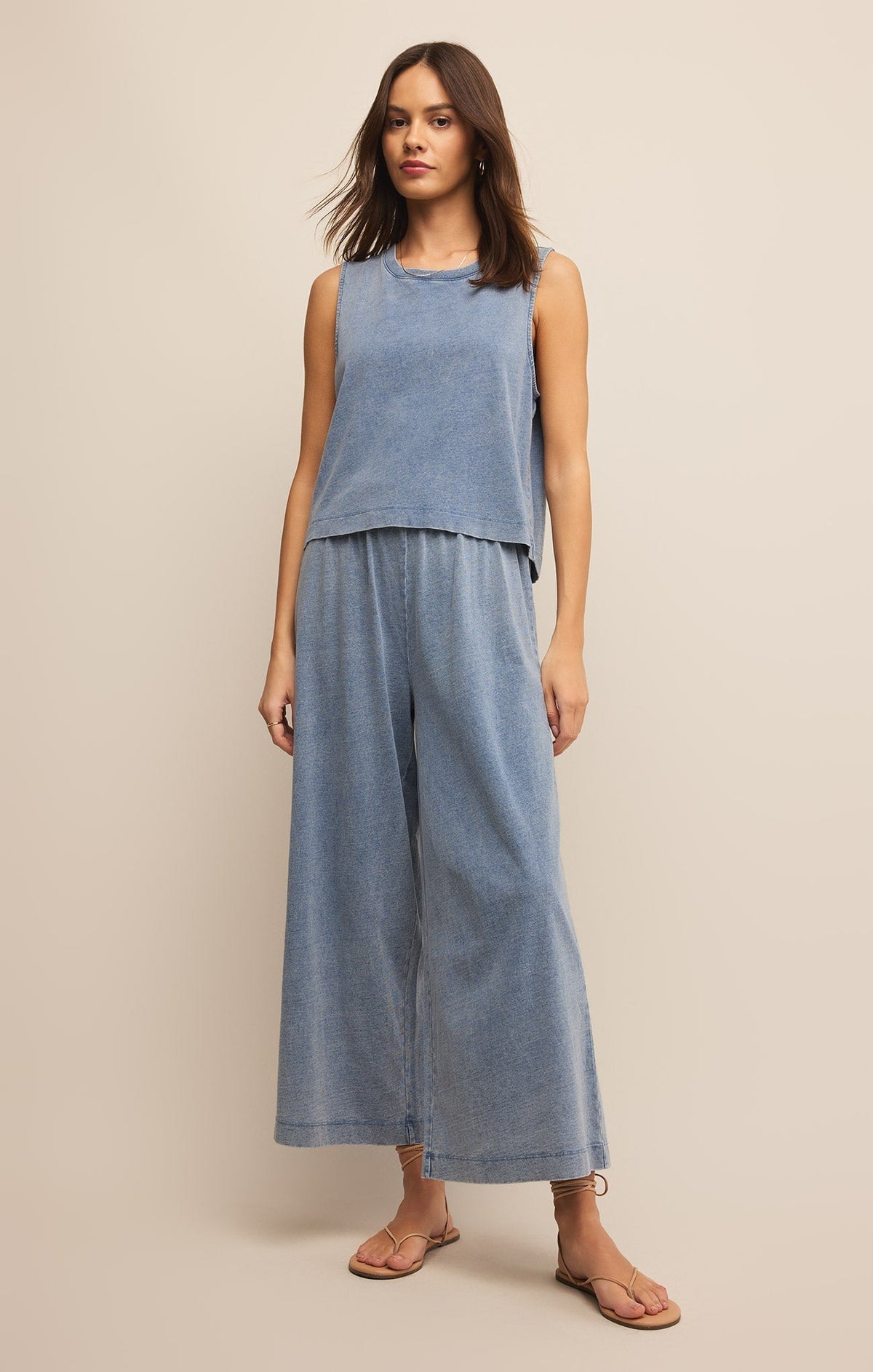 Sloane Jersey Denim Muscle Tank