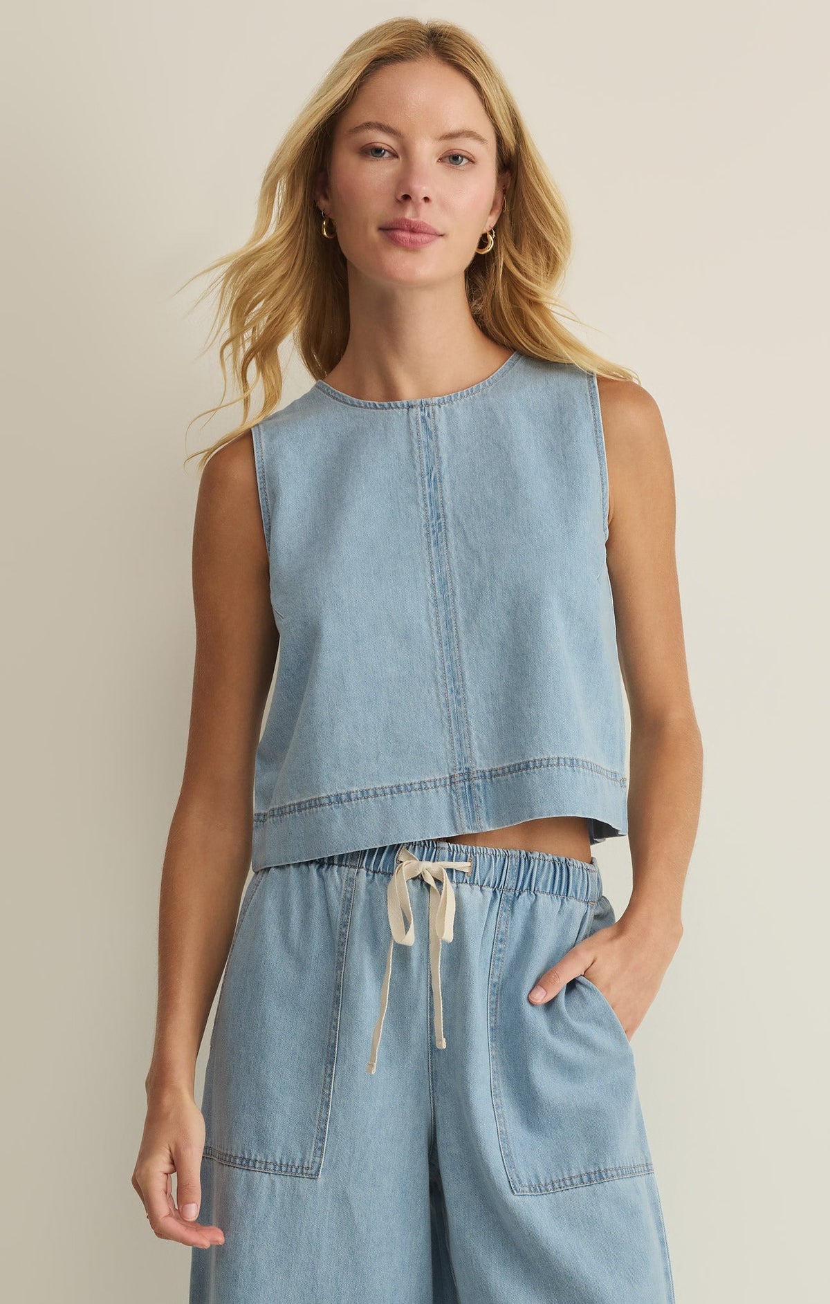 Sun Seeker Denim Cropped Tank