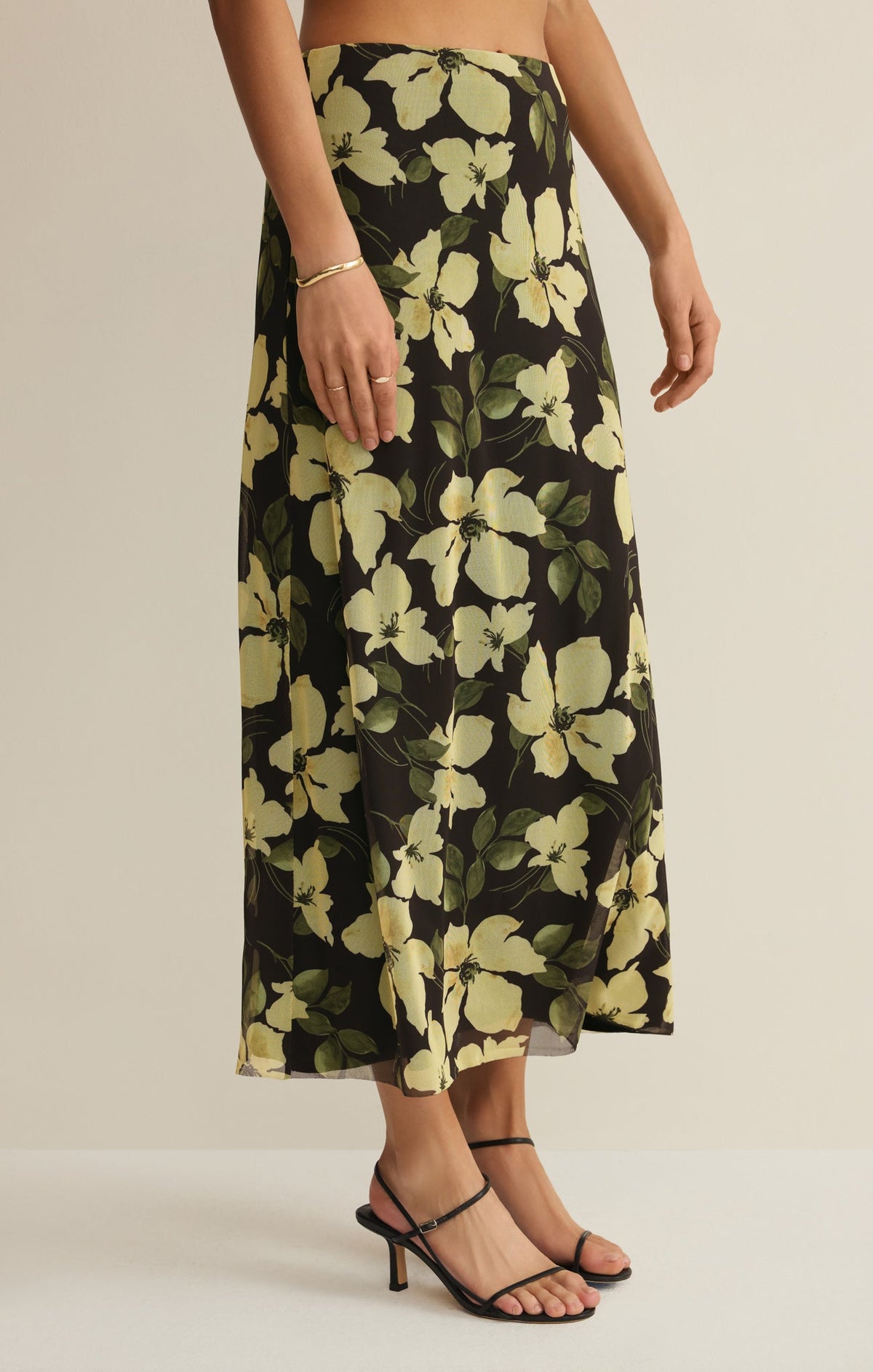 Eda Ren Floral Mesh Maxi Skirt