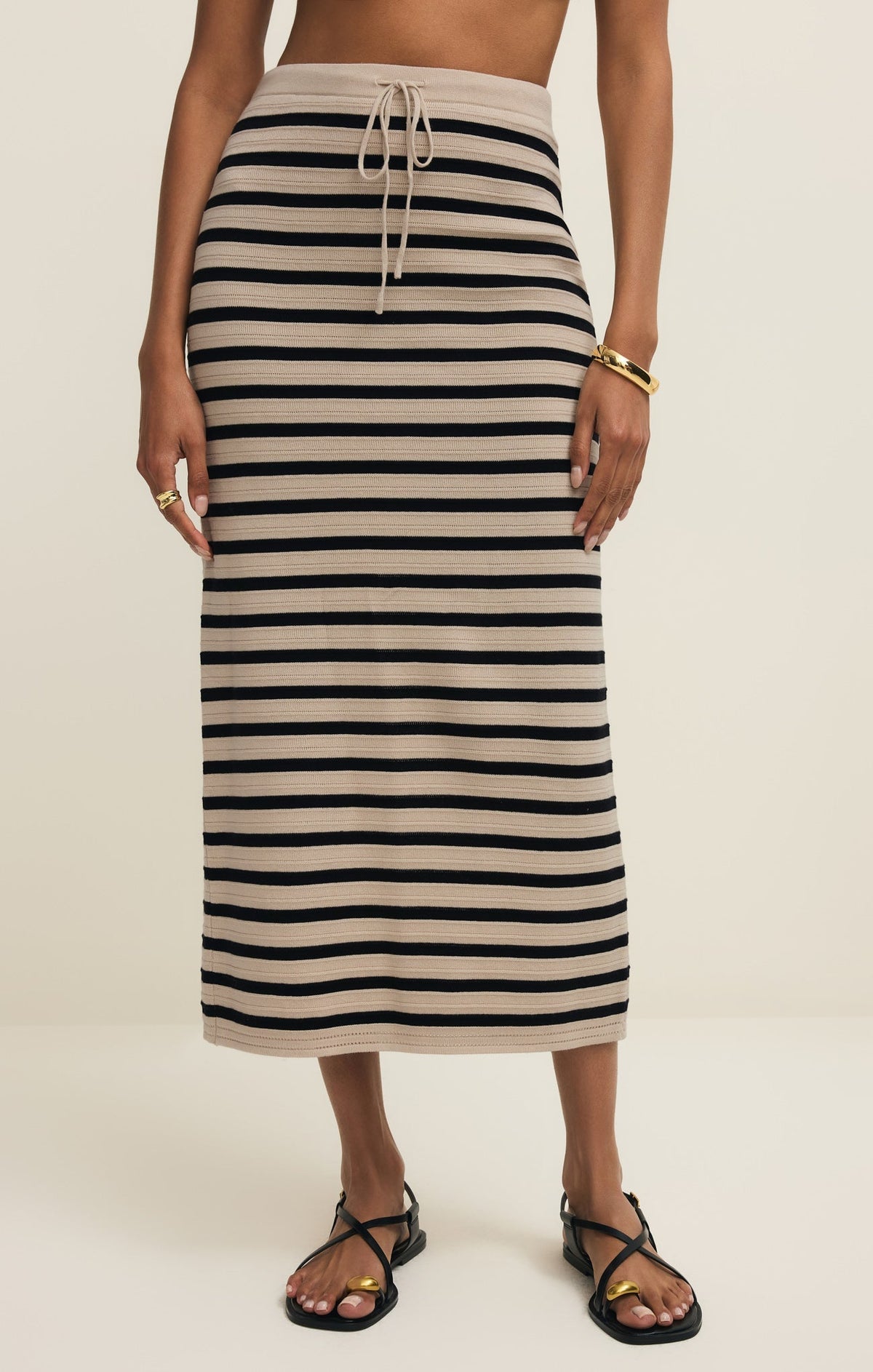 Emori Striped Midi Skirt