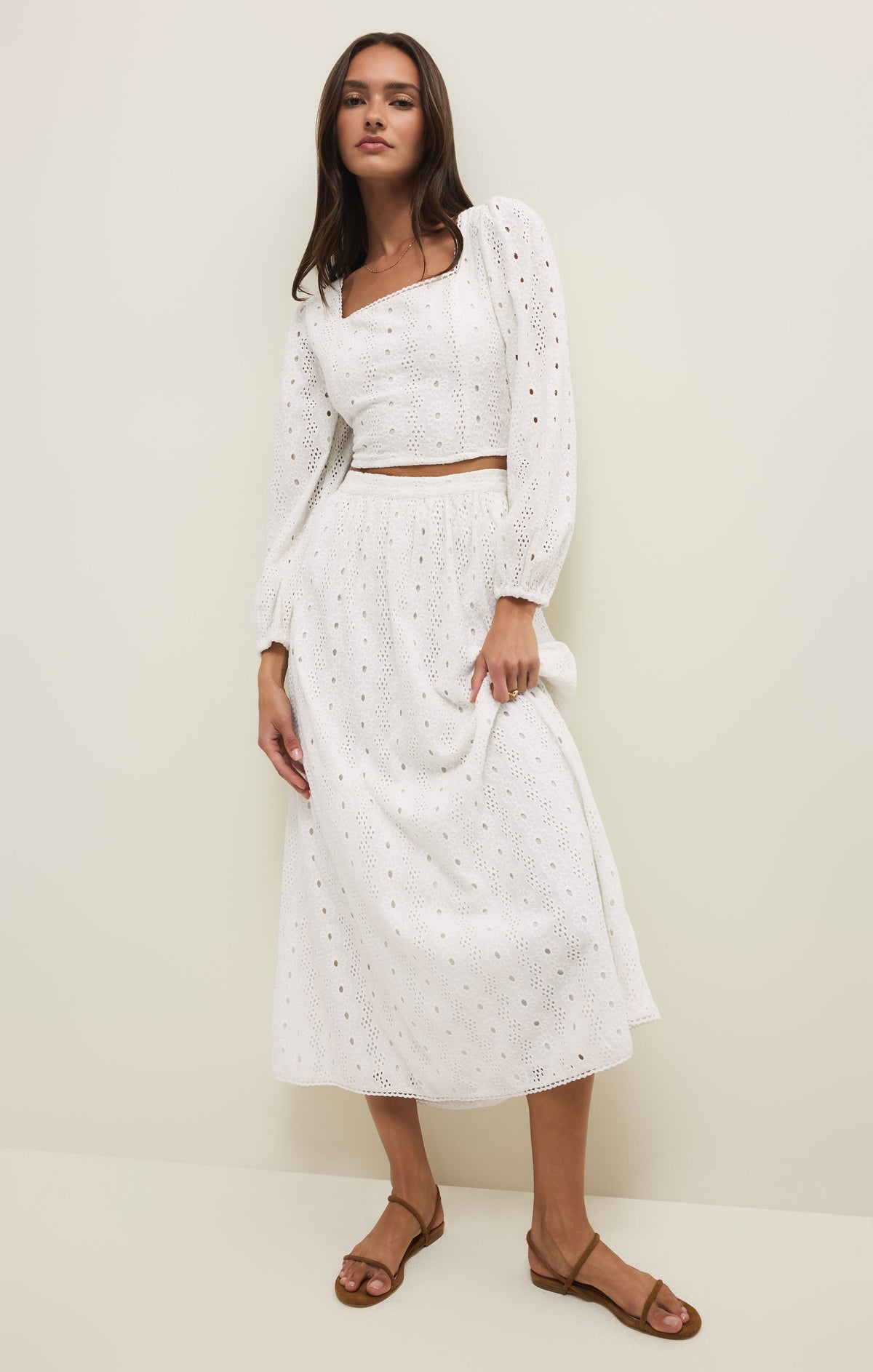 Bria Eyelet Midi Skirt