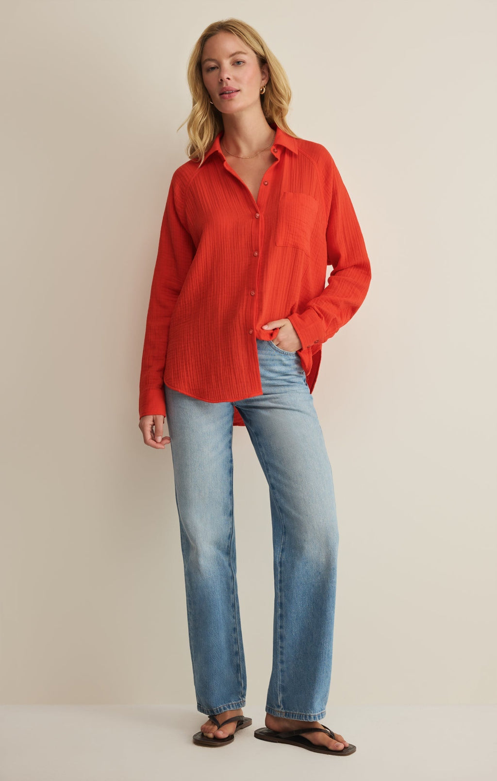 The Perfect Airy Gauze Button Up