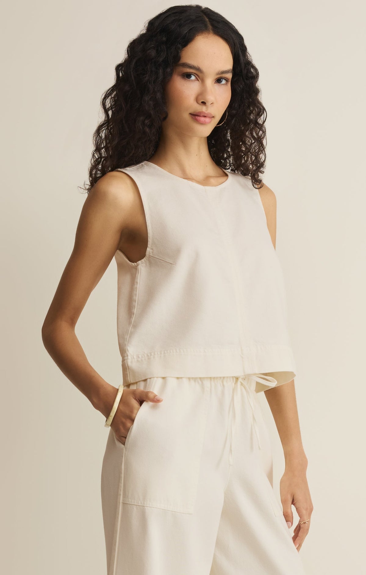 Sun Seeker Twill Cropped Tank