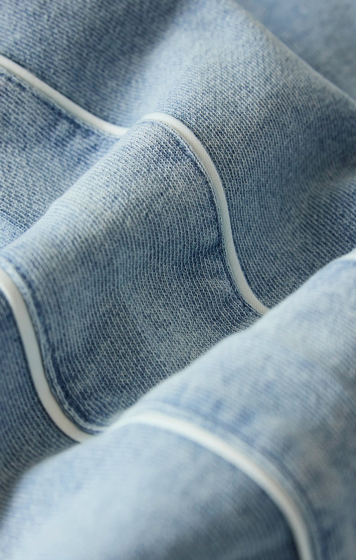 Sport Stripe Boyfriend Knit Denim Sweatshirt