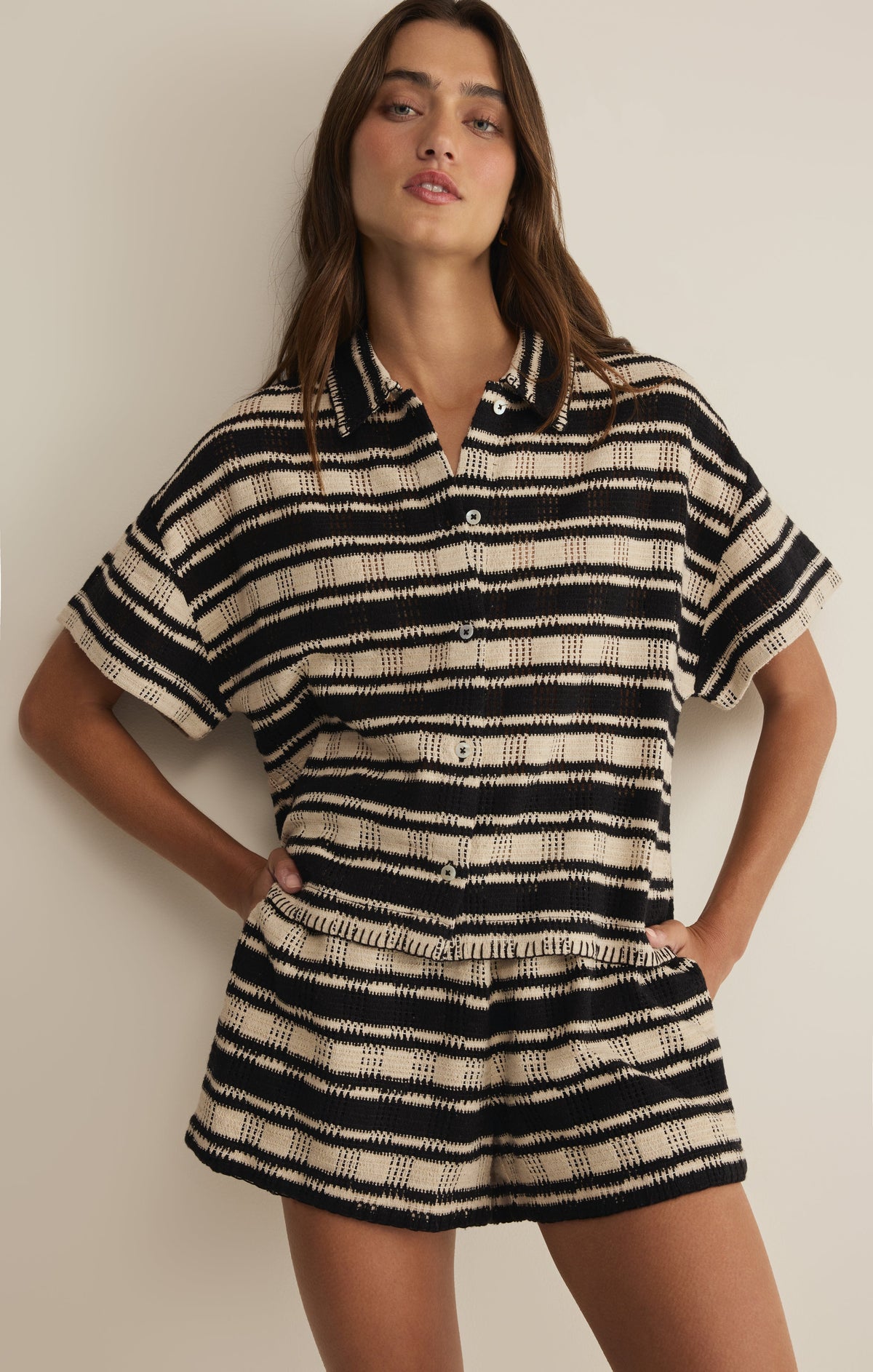 Monaco Stripe Button Up