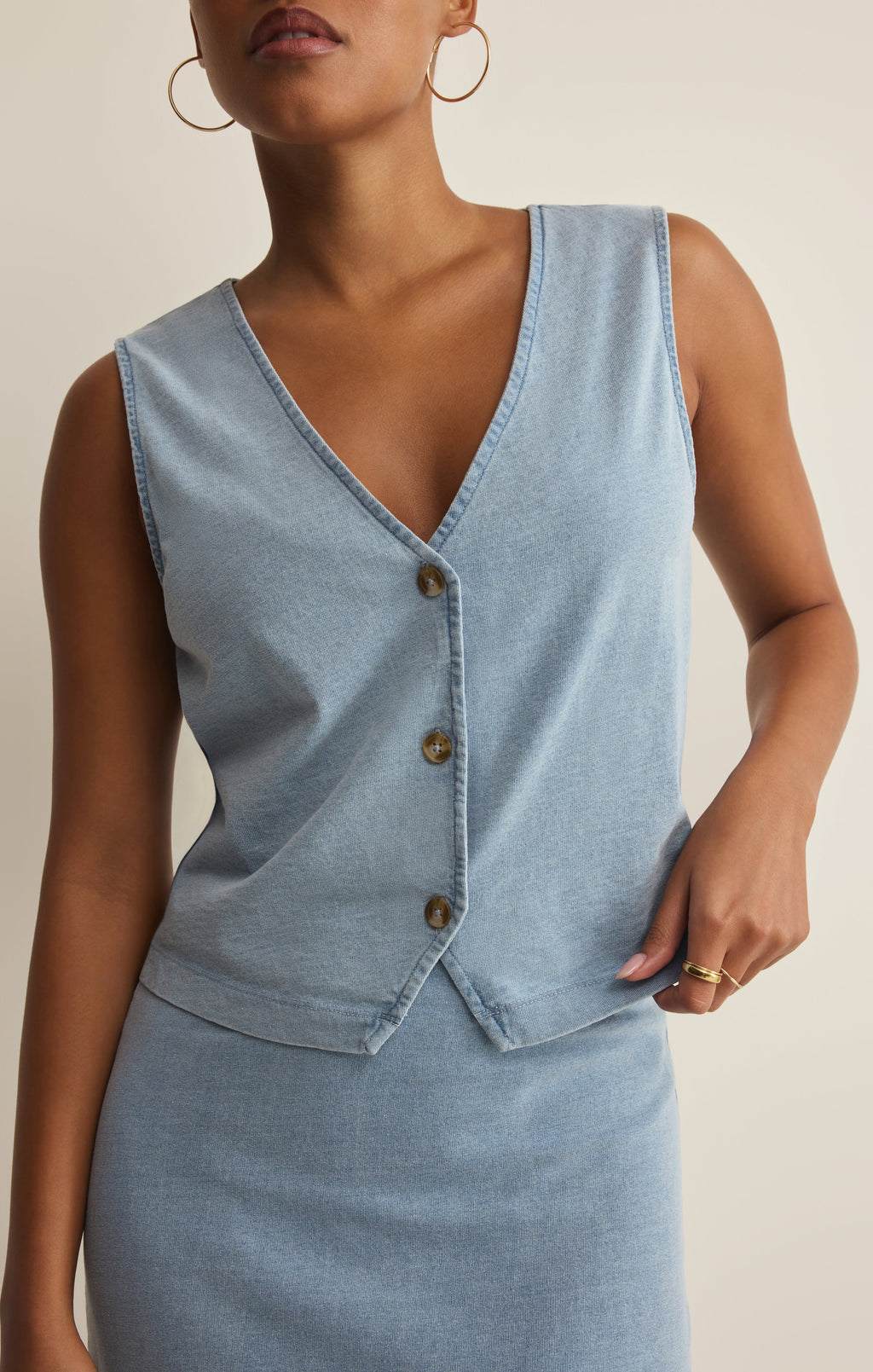 Noelle Jersey Denim Tank