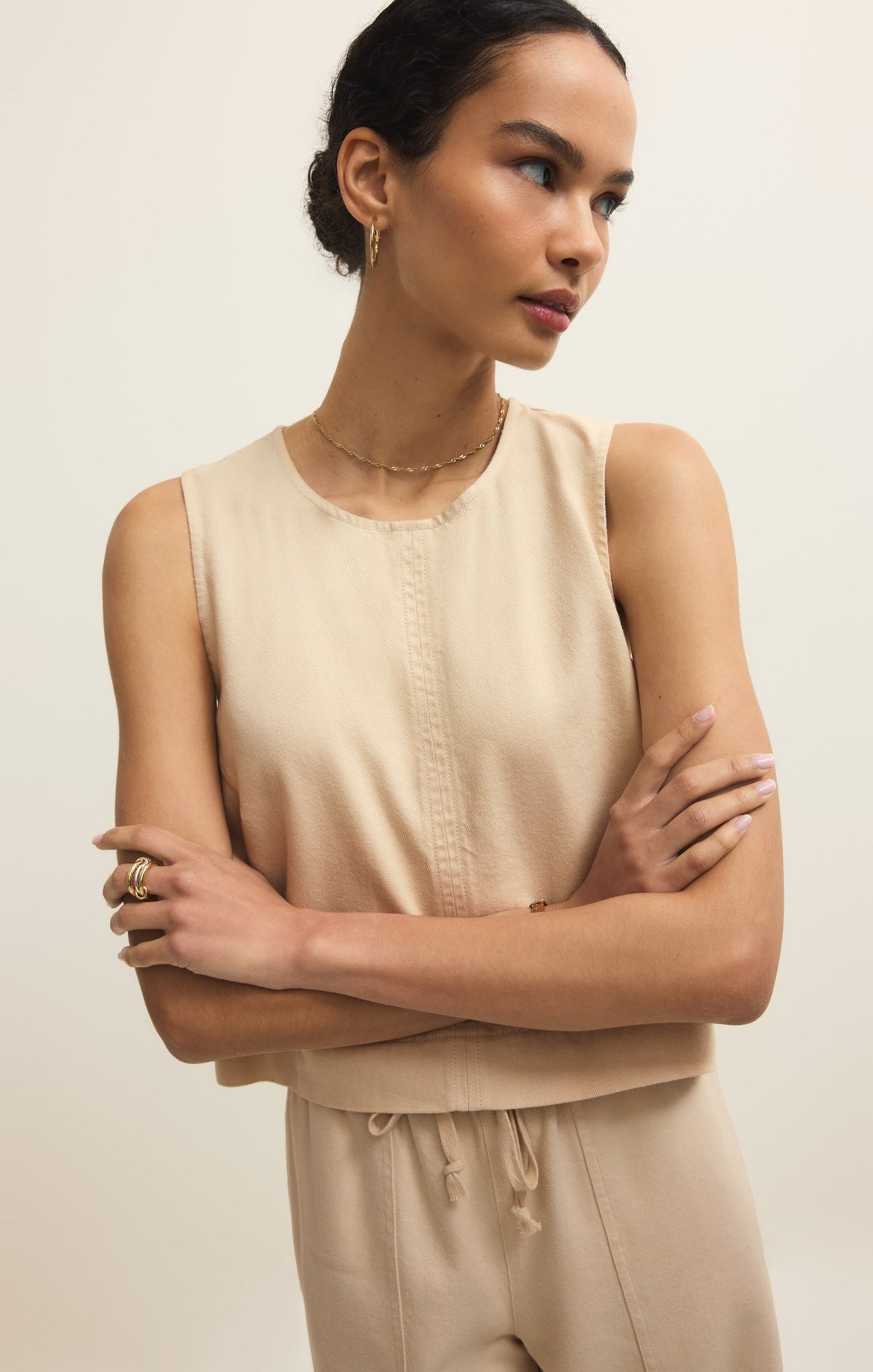 Sun Seeker Twill Cropped Tank