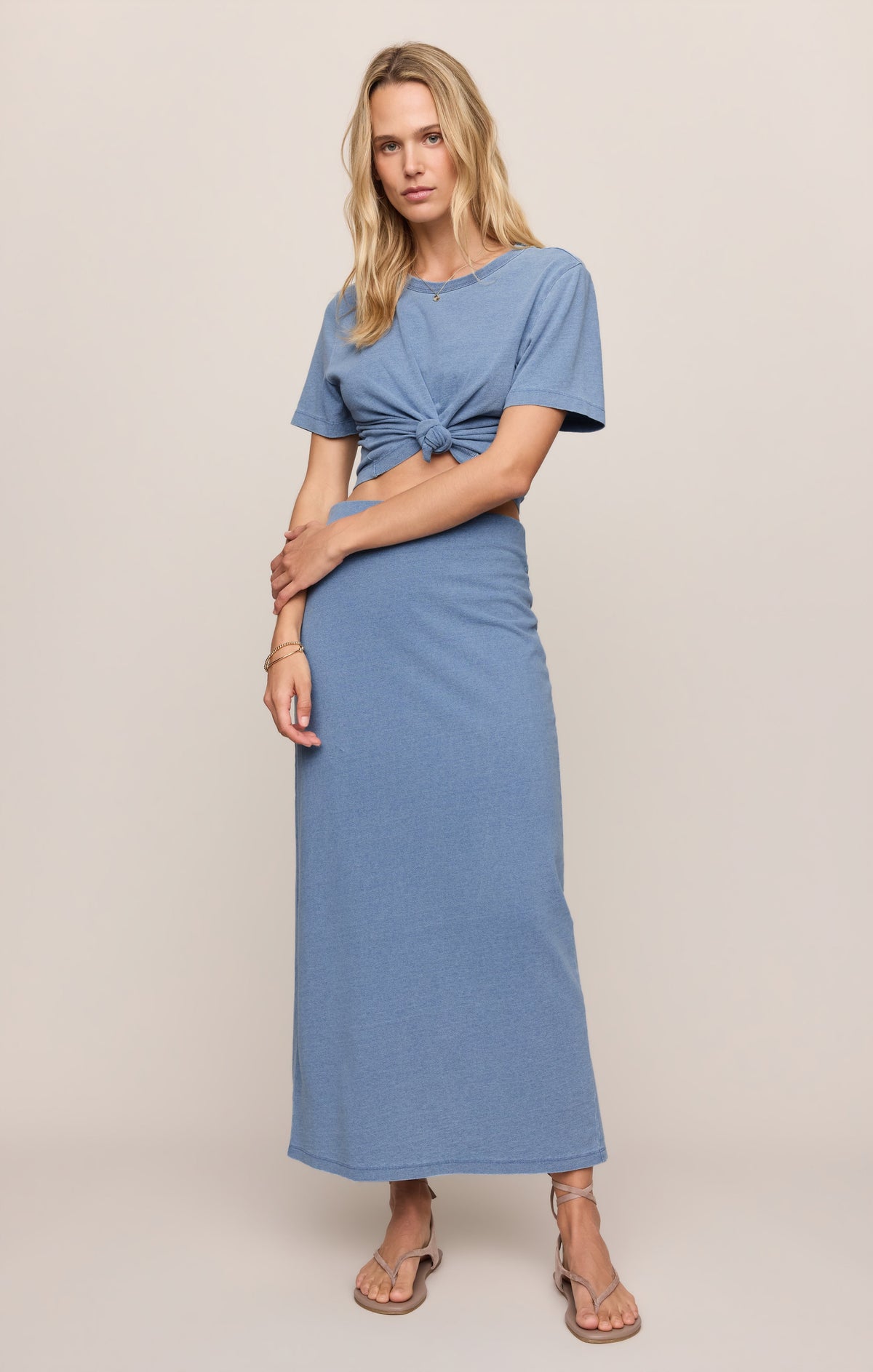 Gail Jersey Denim Midi Skirt