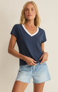 Modern Contrast V-Neck Tee
