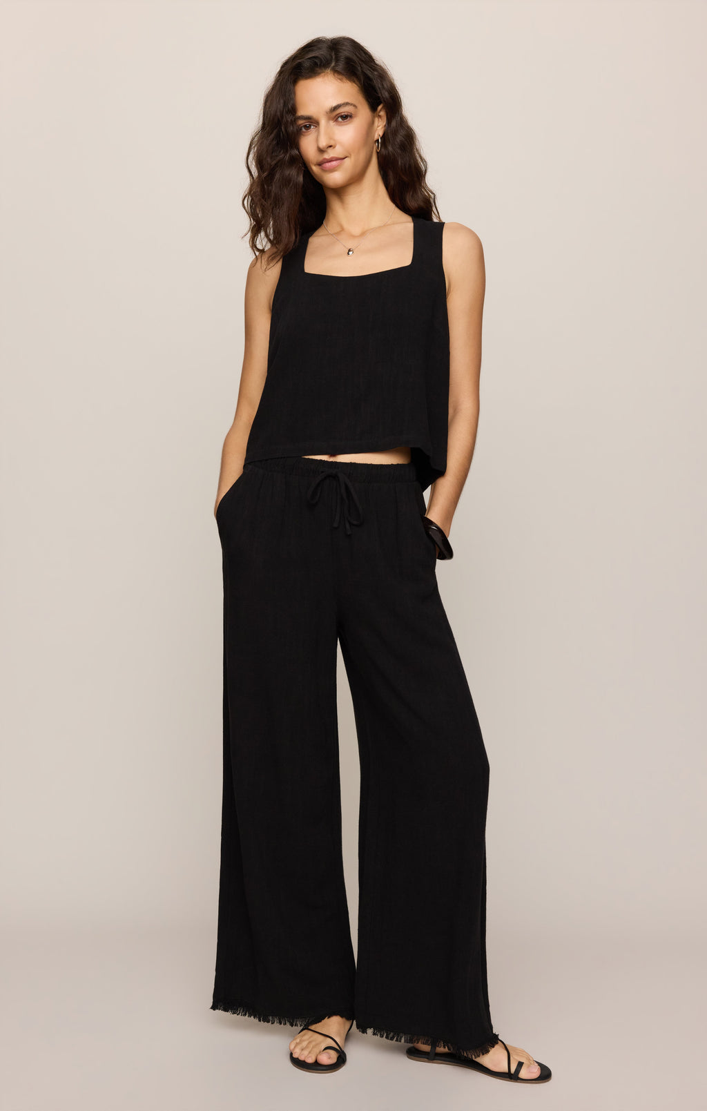 Charli Cropped Linen Tank