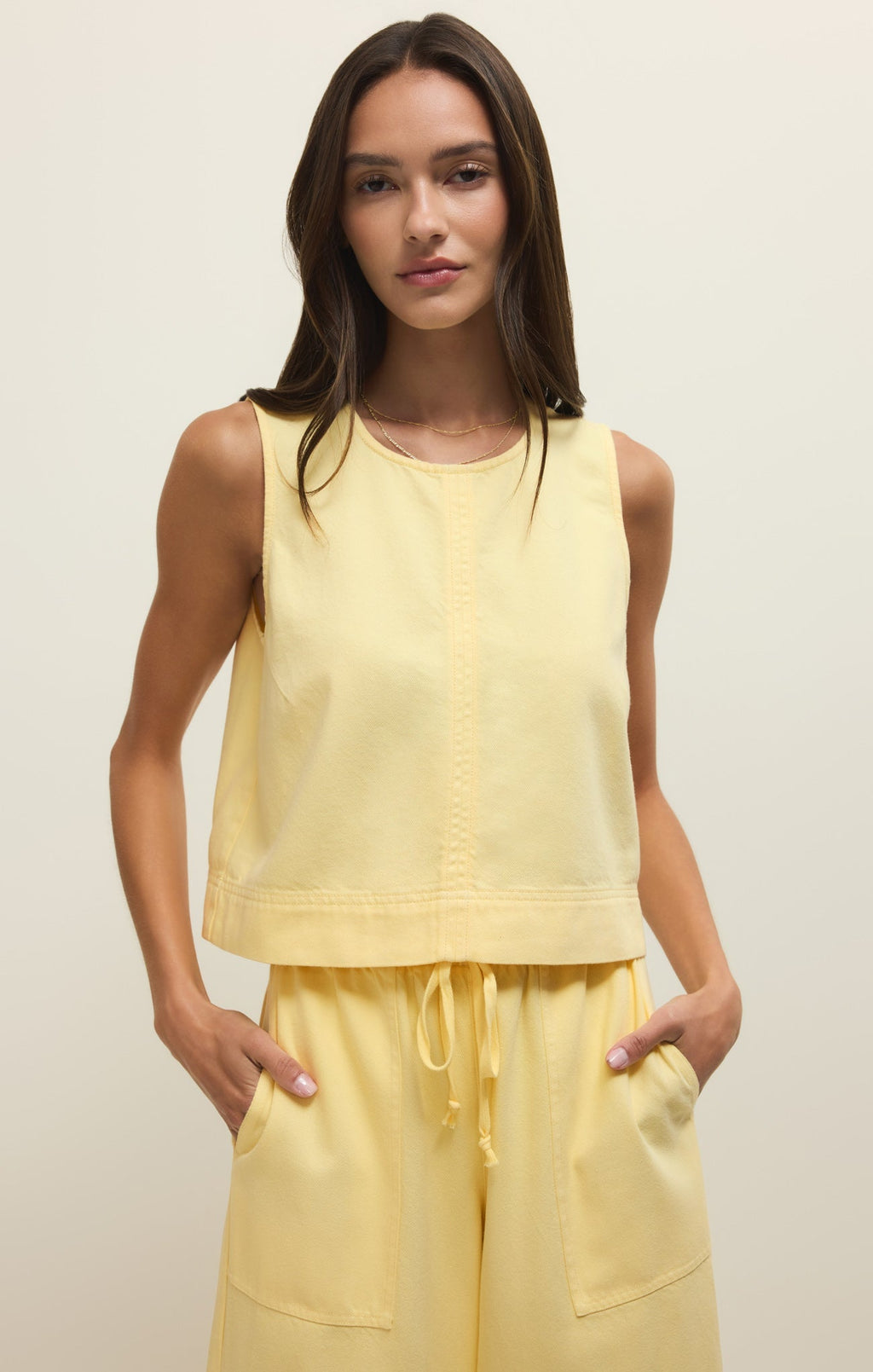 Sun Seeker Twill Cropped Tank