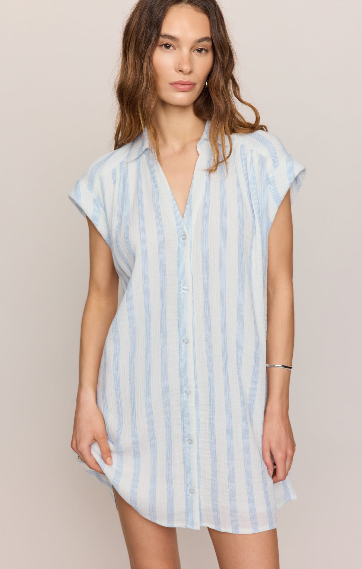 Shellbound Striped Gauze Dress
