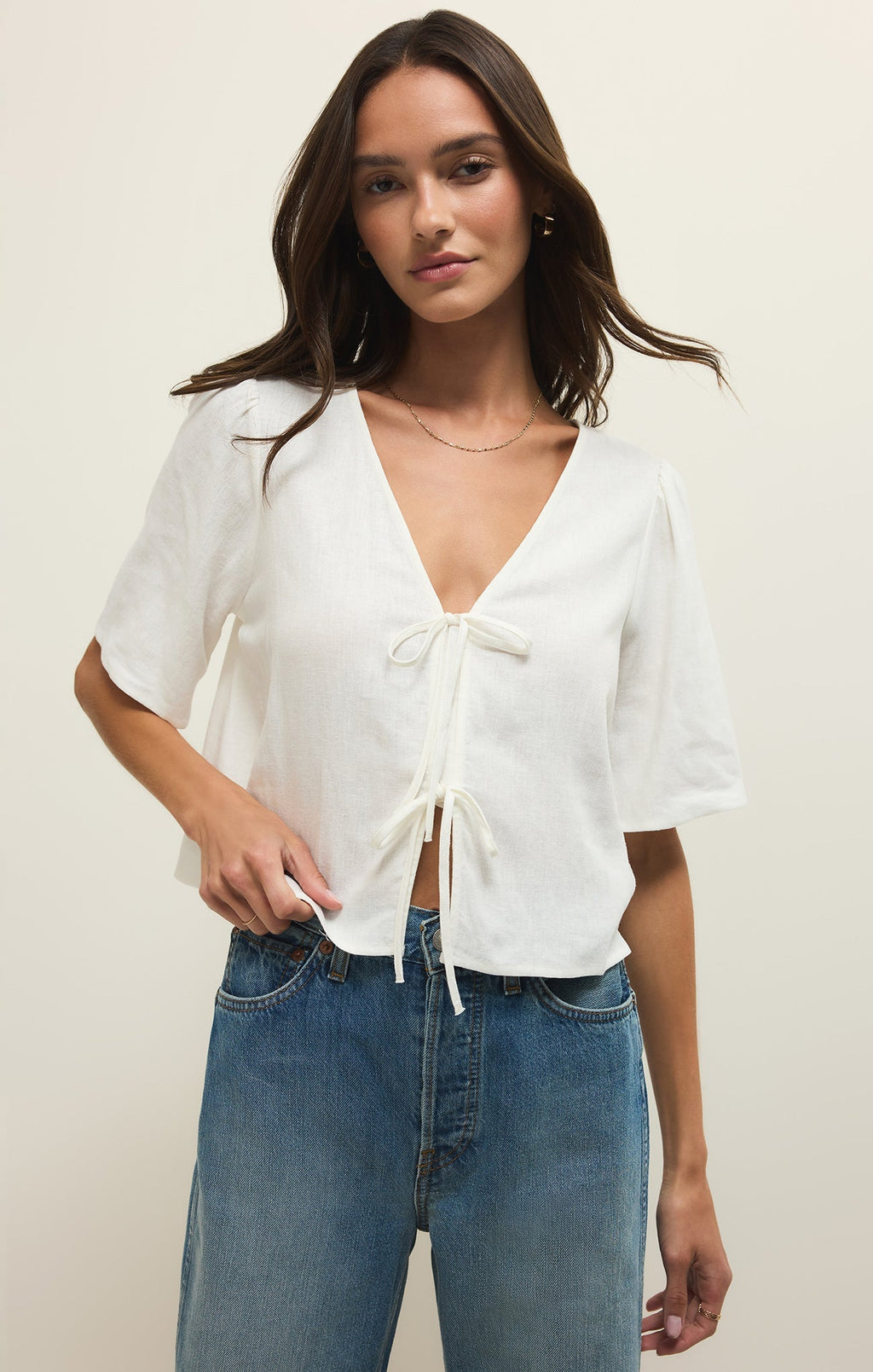 La Belle Linen Cropped Top