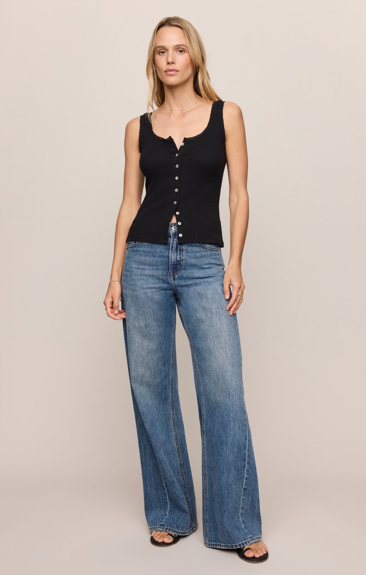 Lainey Pointelle Button Front Tank