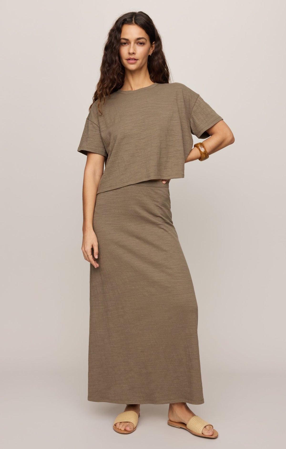 Delavine Textured Midi Skirt