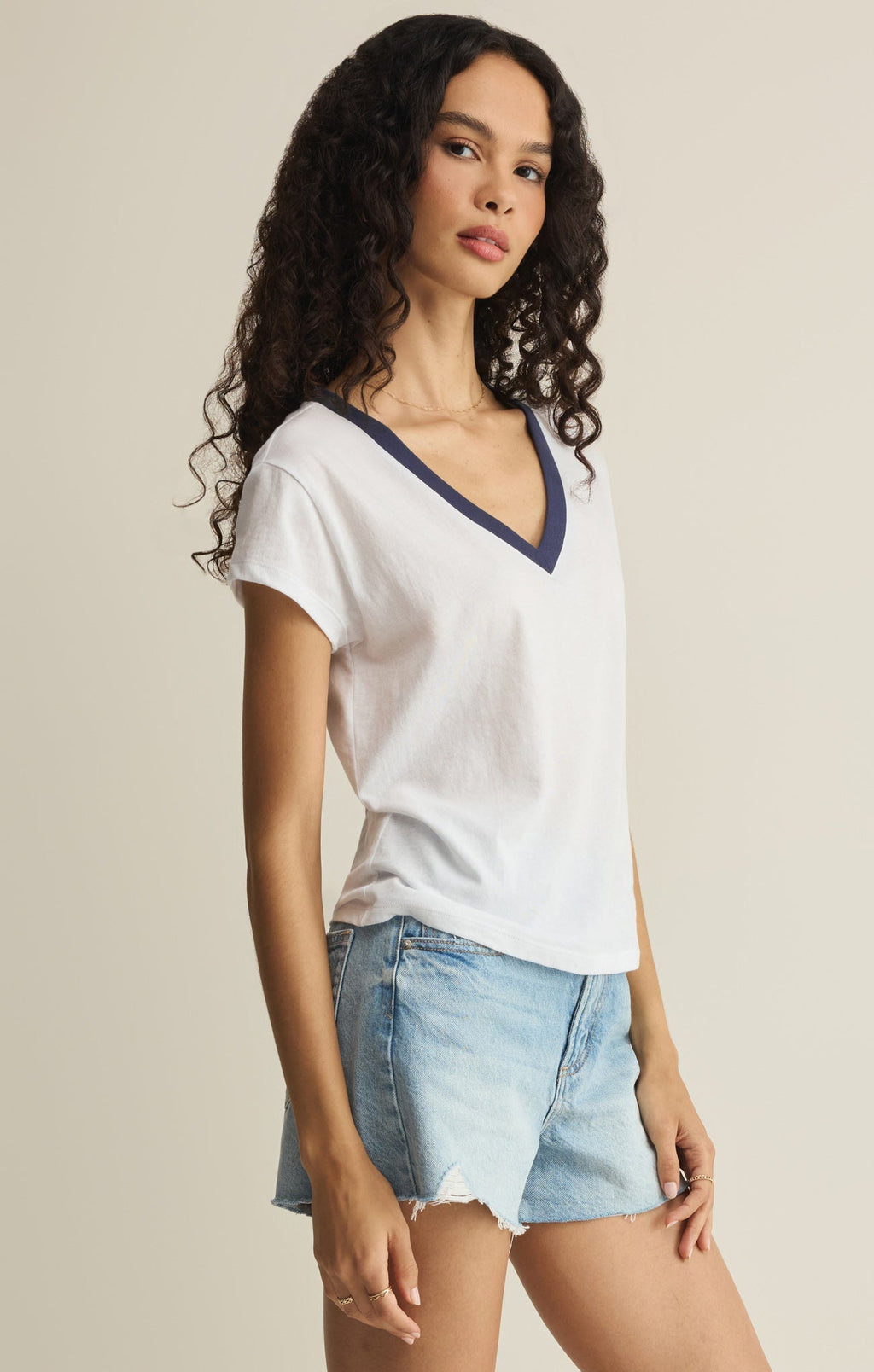 Modern Contrast V-Neck Tee