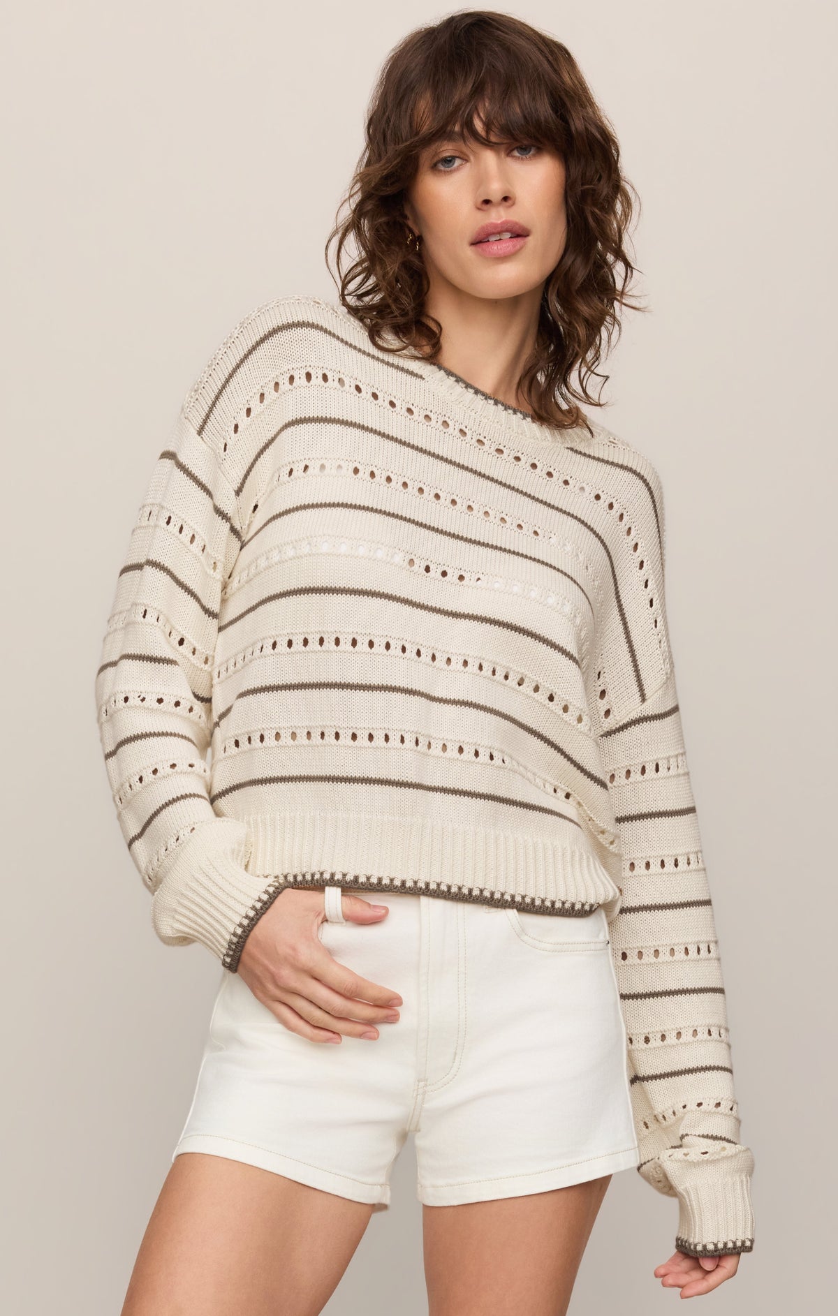 Darby Stripe Pointelle Sweater