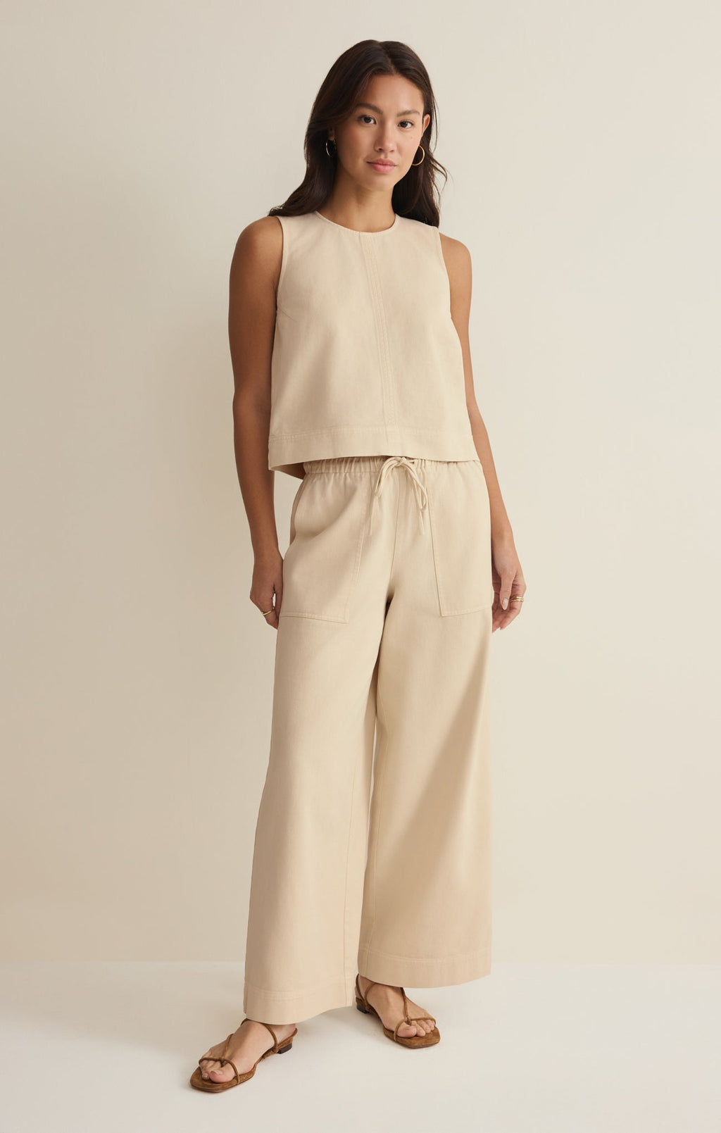 Sun Seeker Twill Cropped Tank
