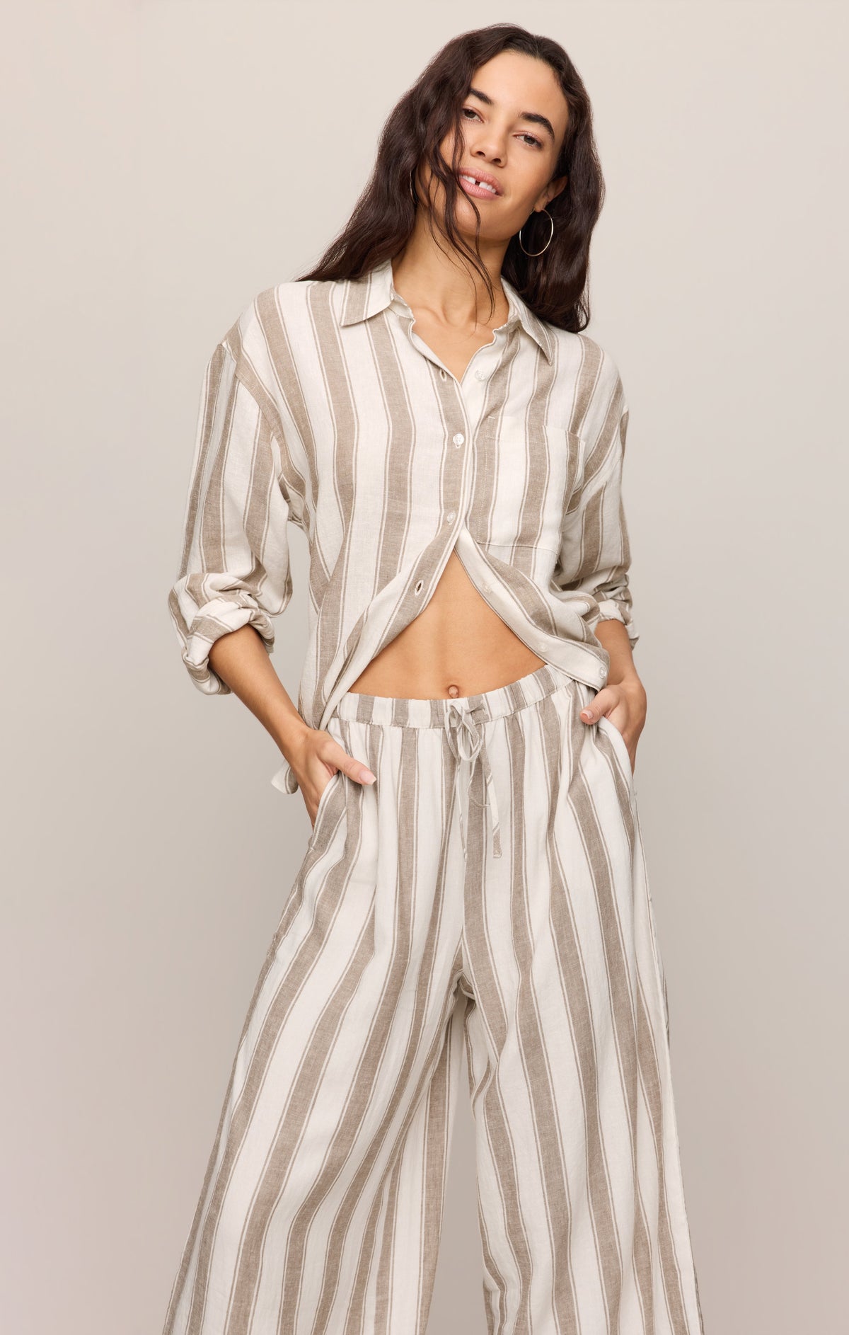 Perfect Striped Linen Button Up