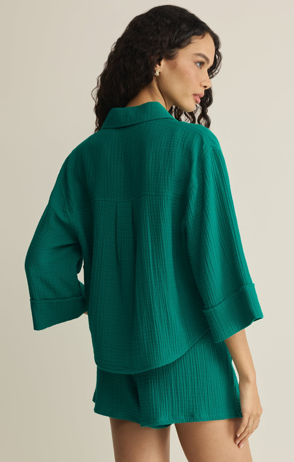 Helena Airy Gauze Button Up