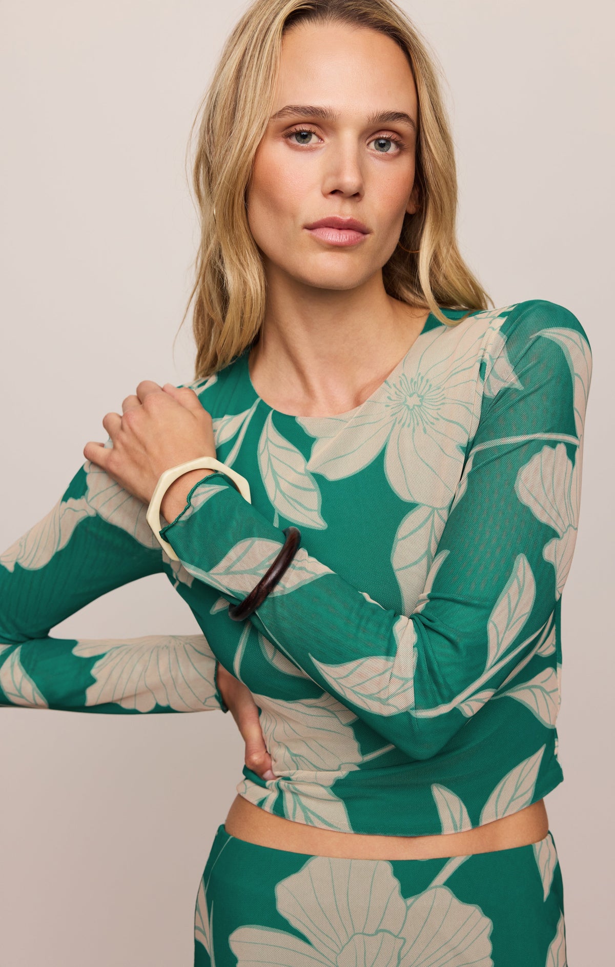 Taysha Bloom Floral Mesh Top