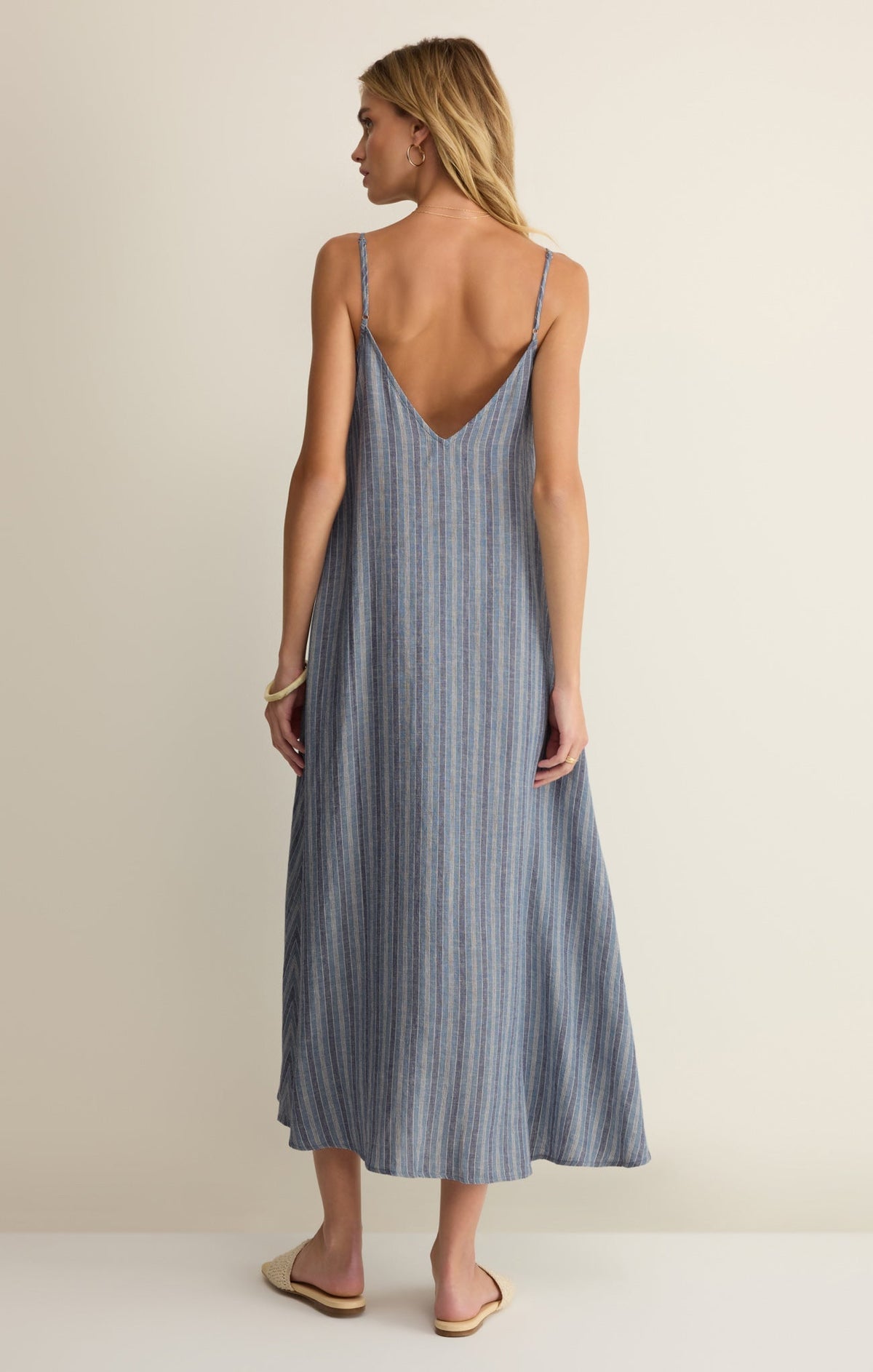 Sandcomber Striped Linen Midi Dress
