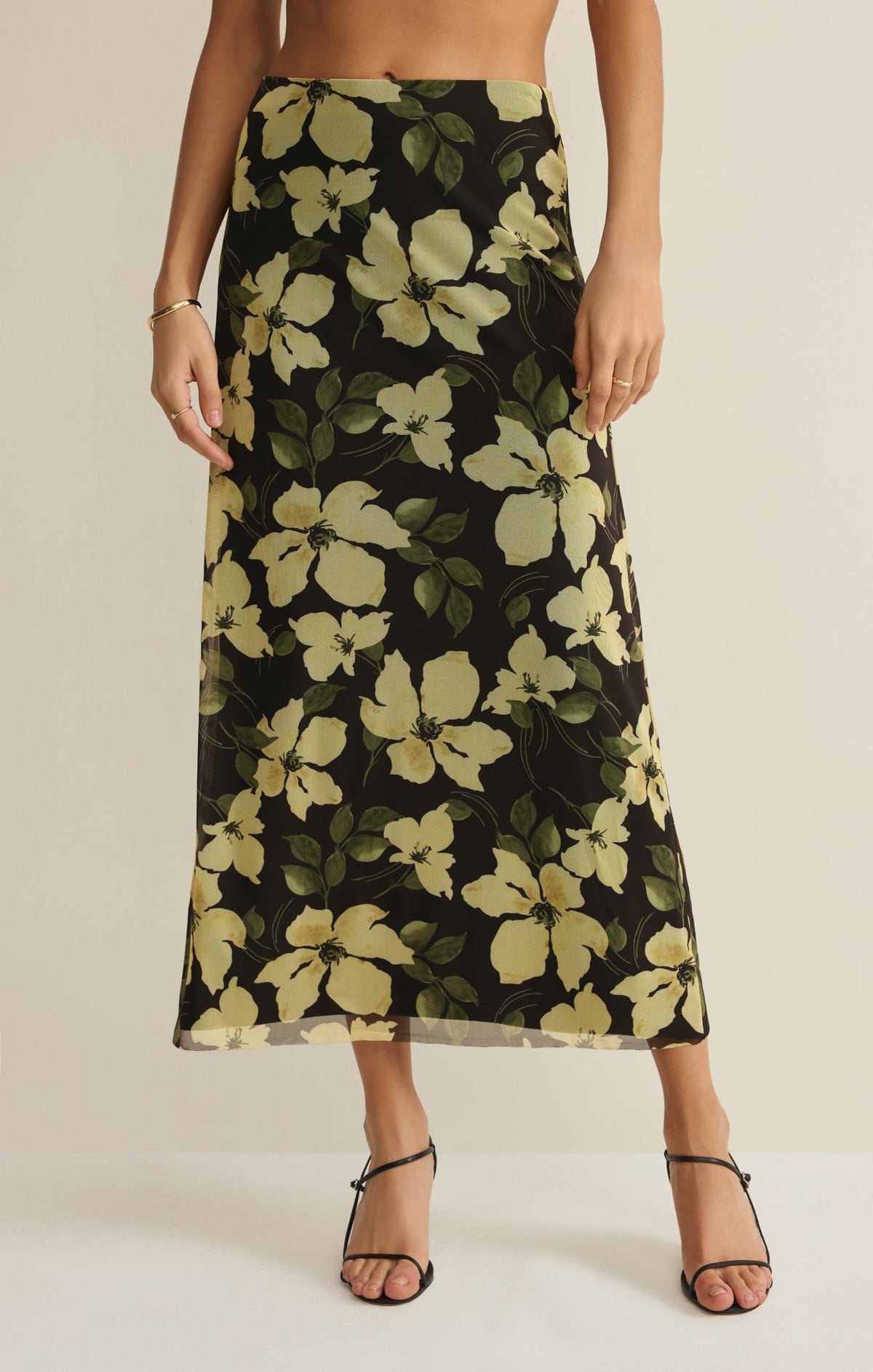 Eda Ren Floral Mesh Maxi Skirt