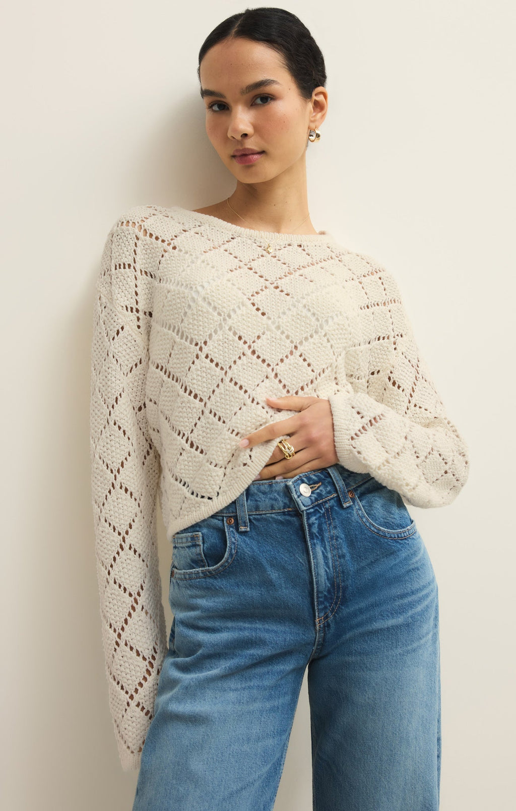 Hullen Diamond Crochet Sweater