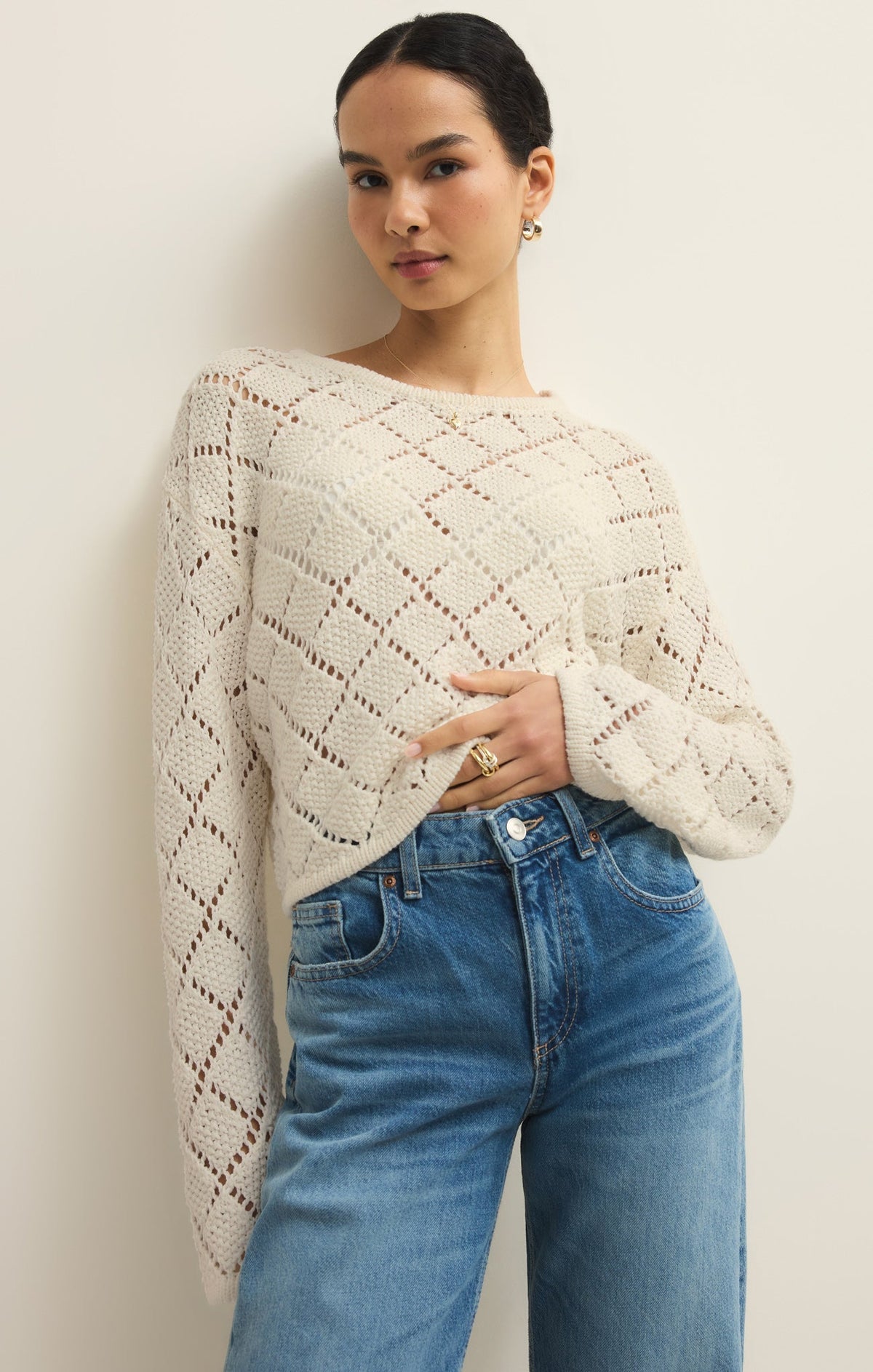 Hullen Diamond Crochet Sweater