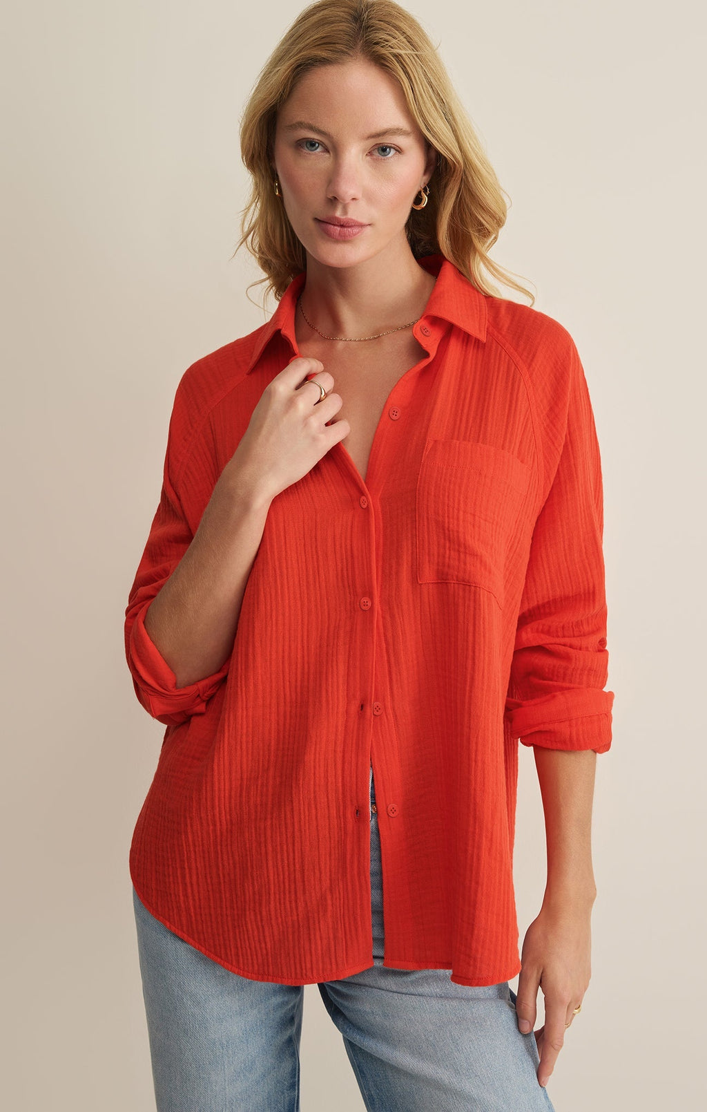 The Perfect Airy Gauze Button Up