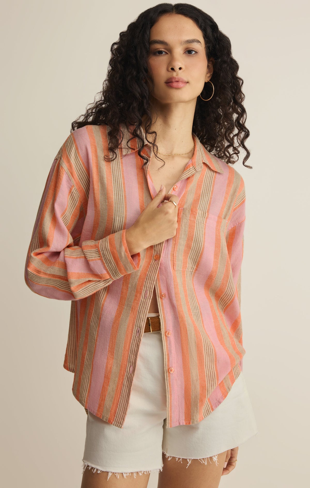 The Perfect Striped Linen Button Up