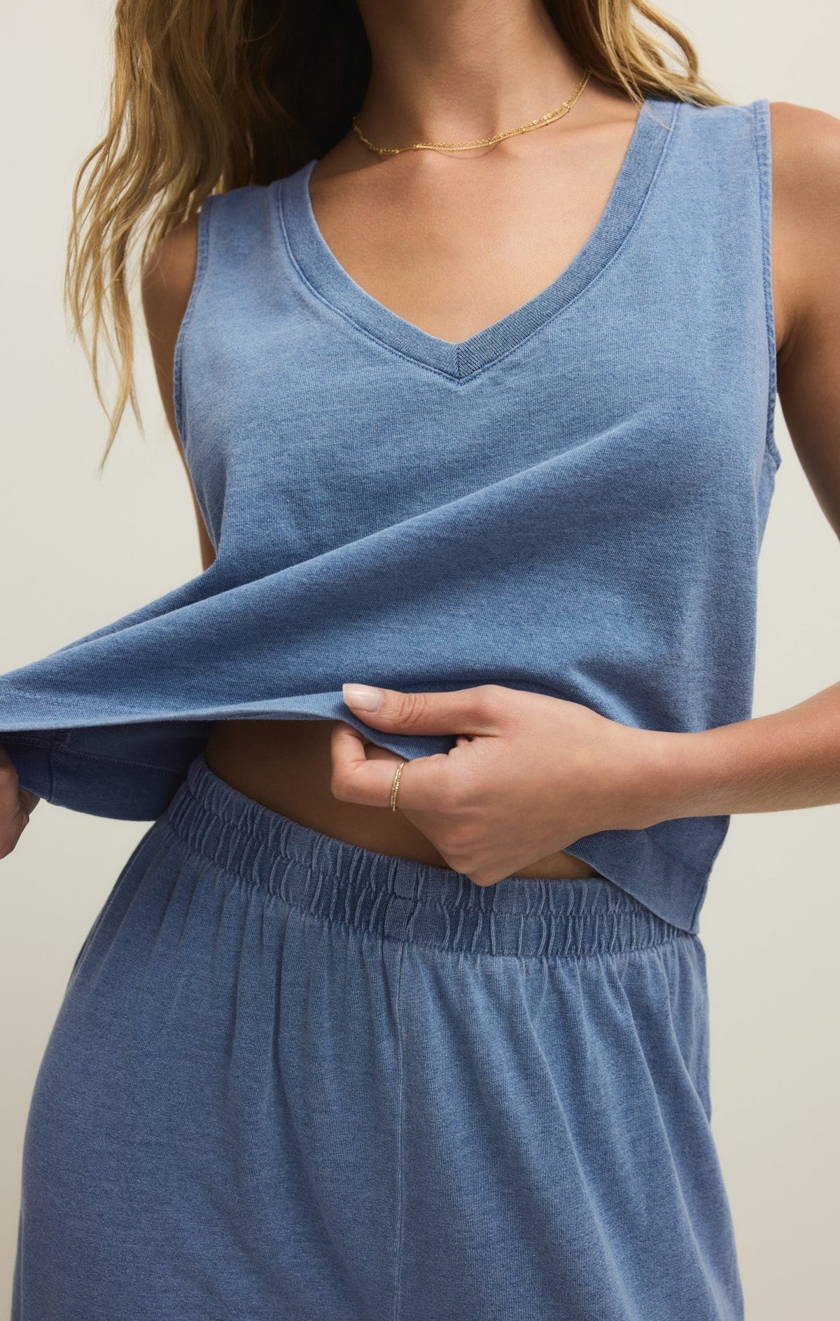Sloane V-Neck Jersey Denim Tank