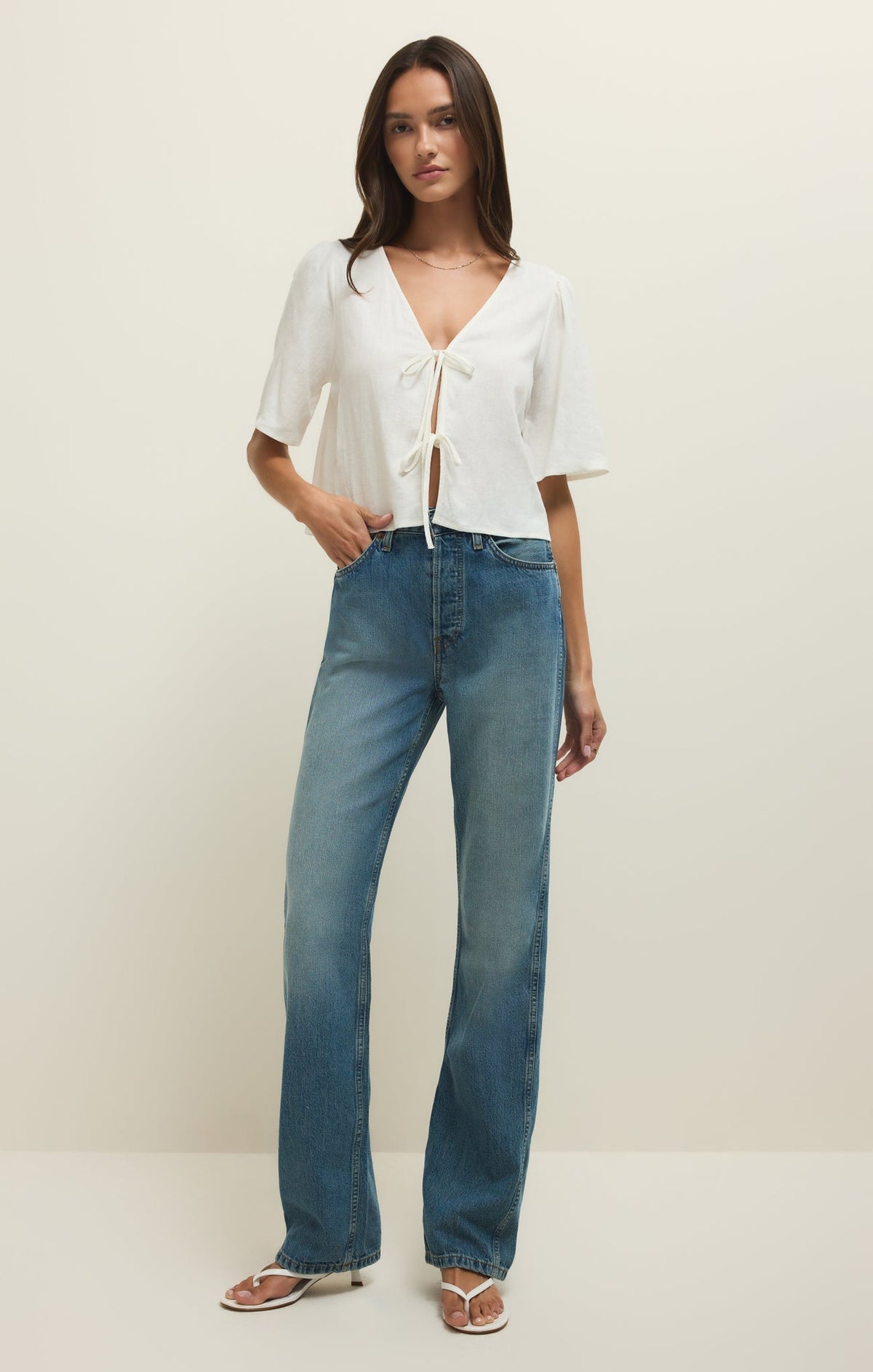 La Belle Linen Cropped Top